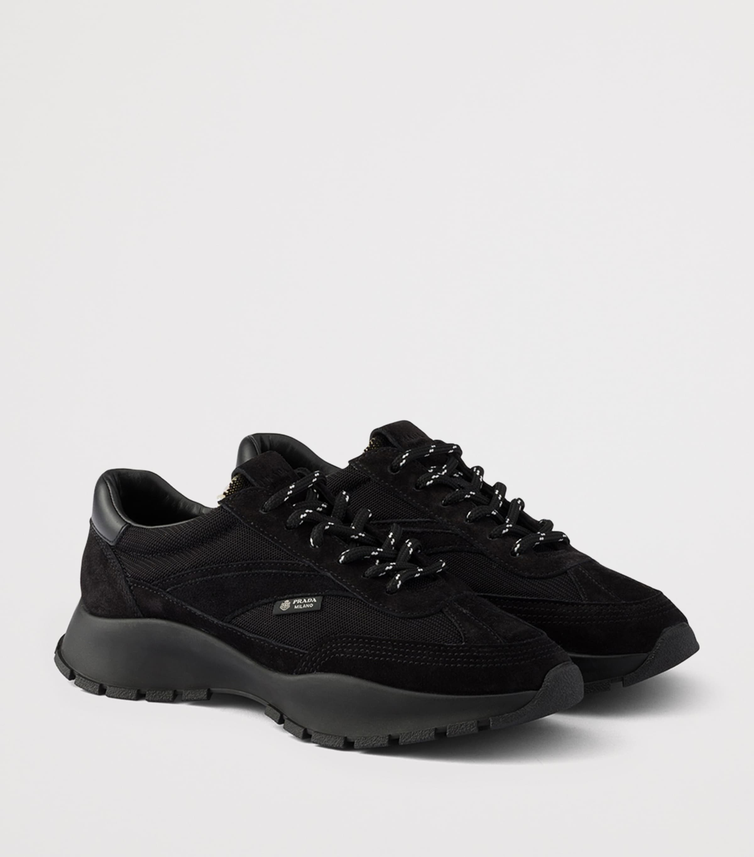 Prada Mesh and Suede Sneakers Black Image 2
