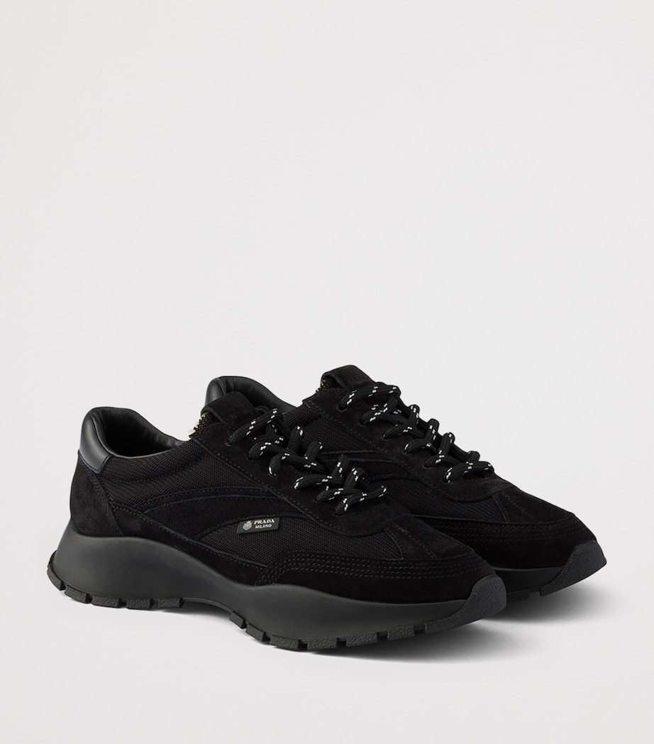 Prada Mesh and Suede Sneakers Black Image 2