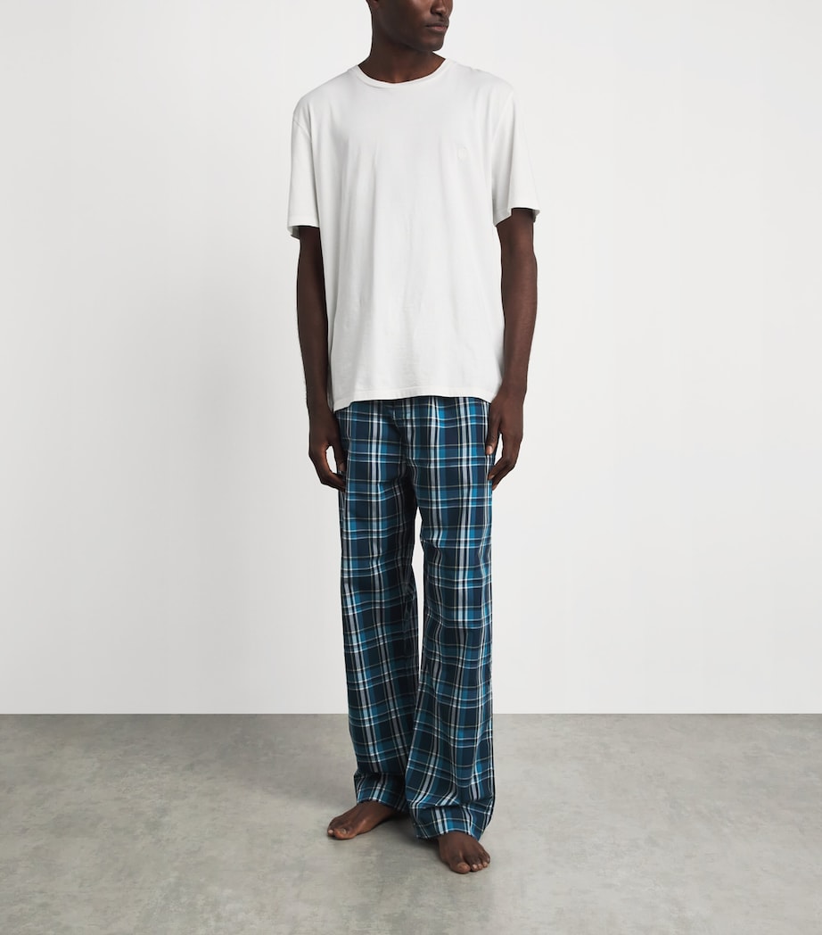 Derek Rose Mens Check Barker Pyjama Bottoms Nav Image 2