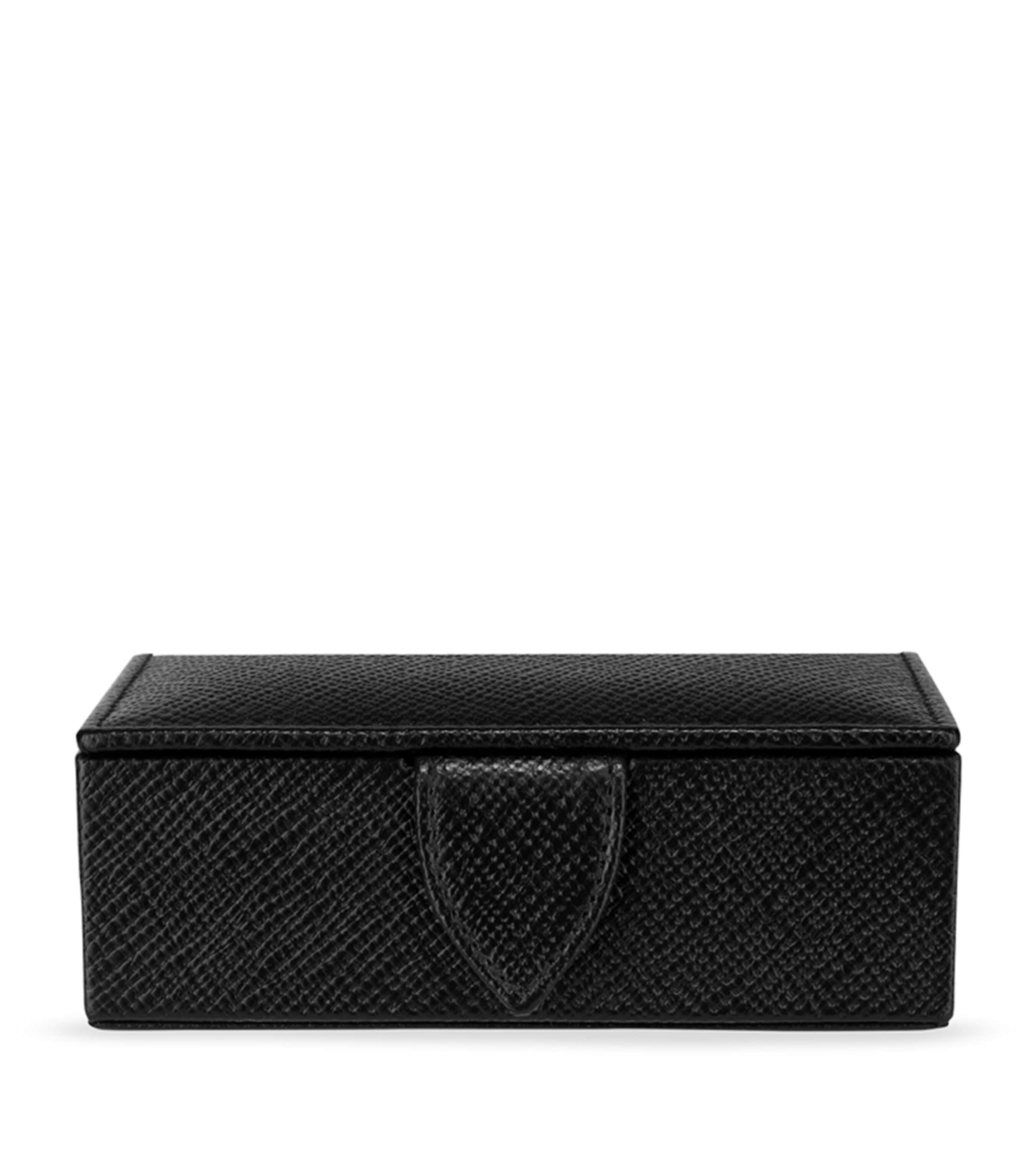 Leather Panama Cufflink Box BLACK Image 3