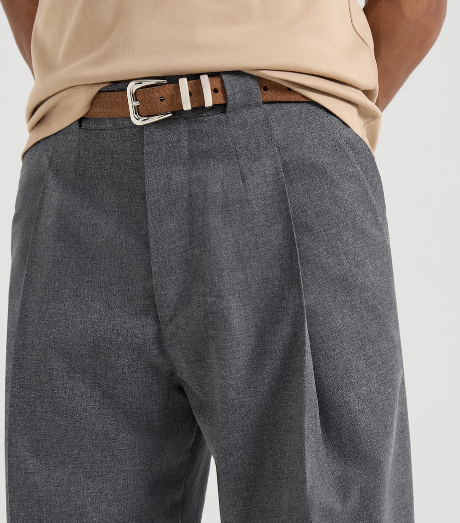 Brunello Cucinelli Mens Virgin Wool-Cotton-Silk Pleated Trousers Image 6