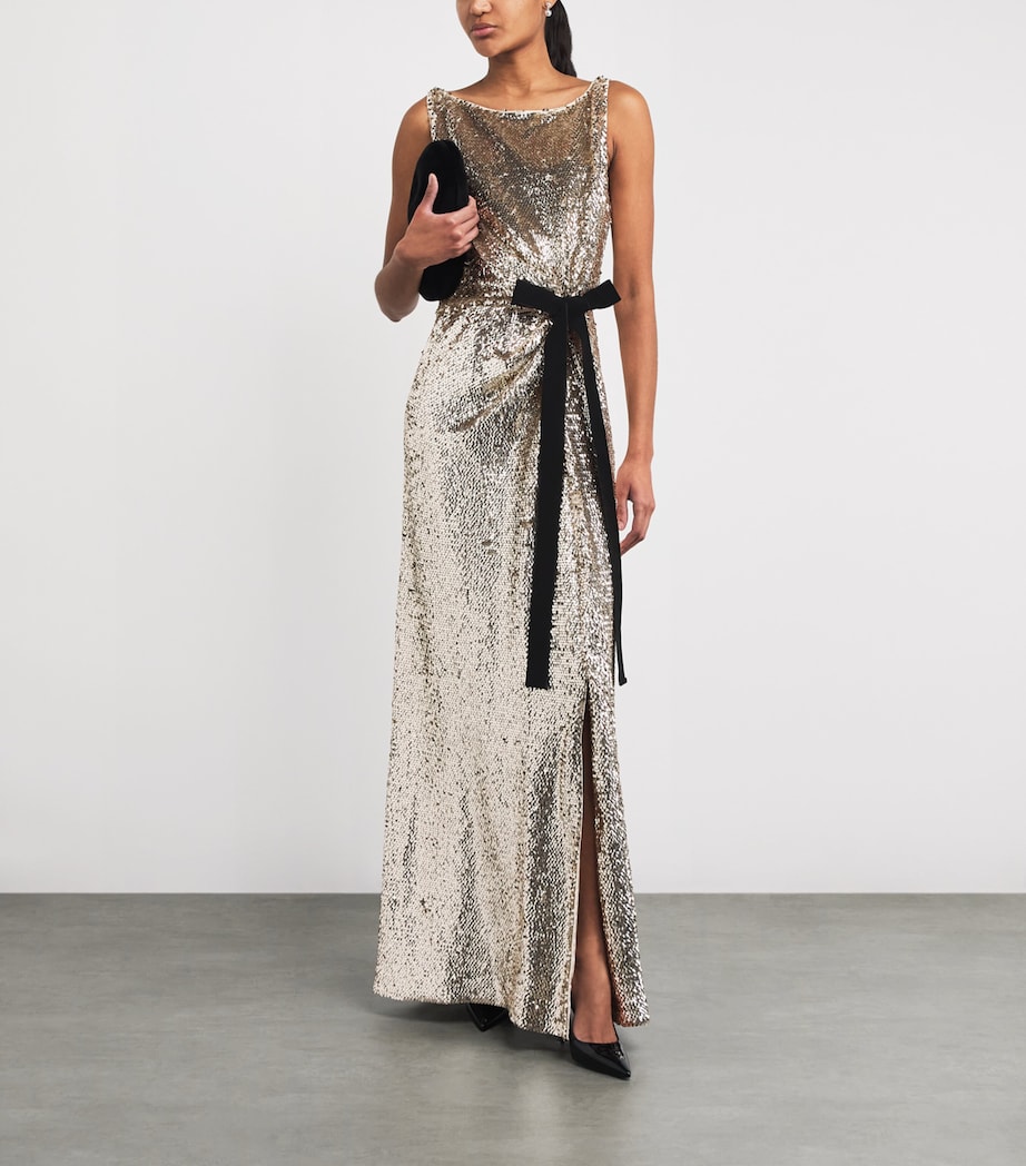 Sequinned Felicity Maxi Dress GOLD MULTI Image 2