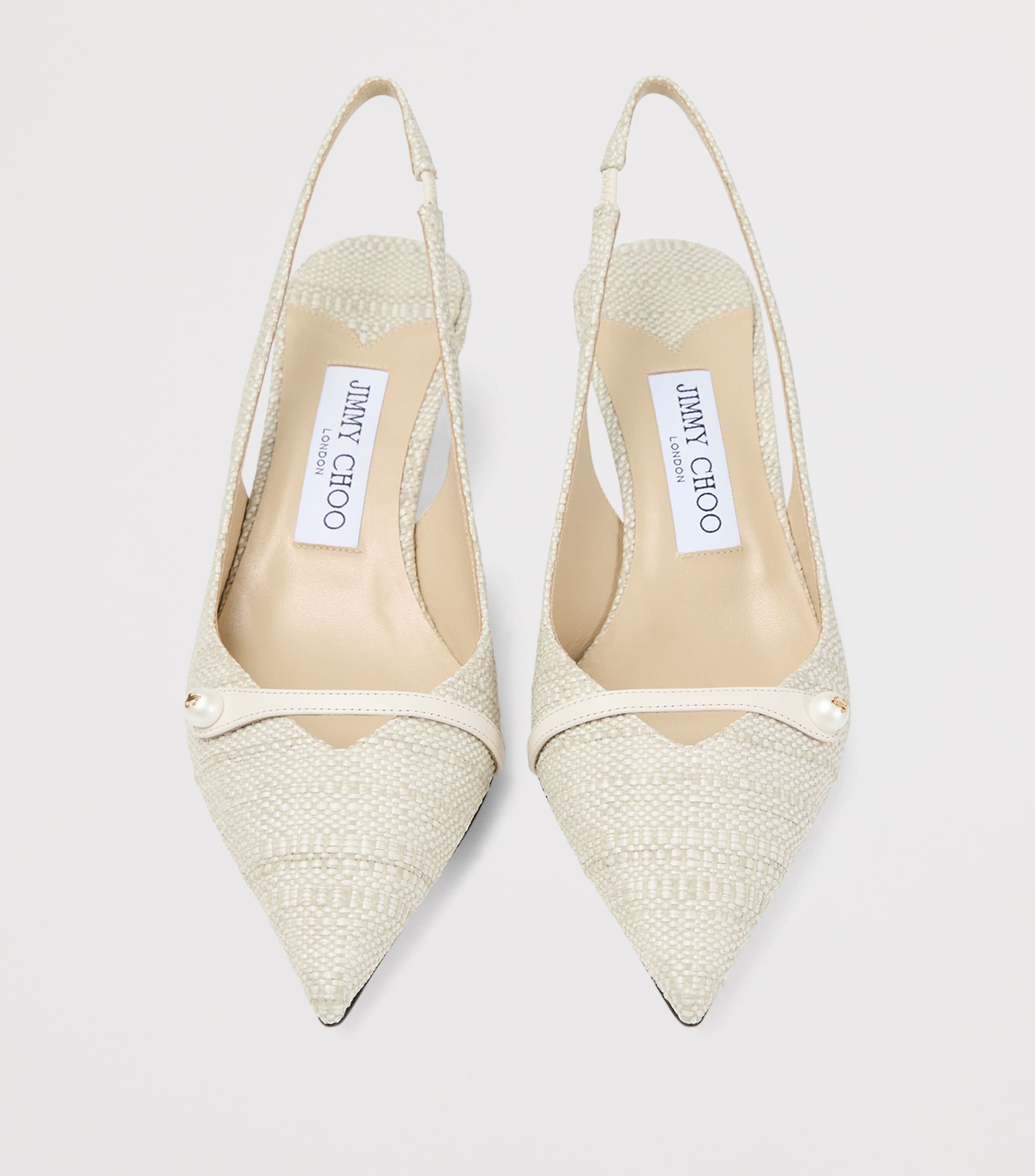 Jimmy Choo Womens Amita 45 Woven Slingback Pumps Natural Image 4
