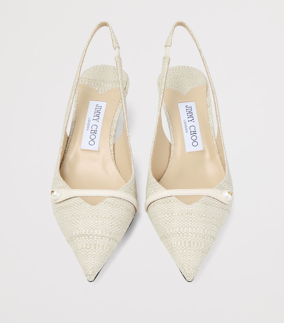 Jimmy Choo Womens Amita 45 Woven Slingback Pumps Natural Image 4