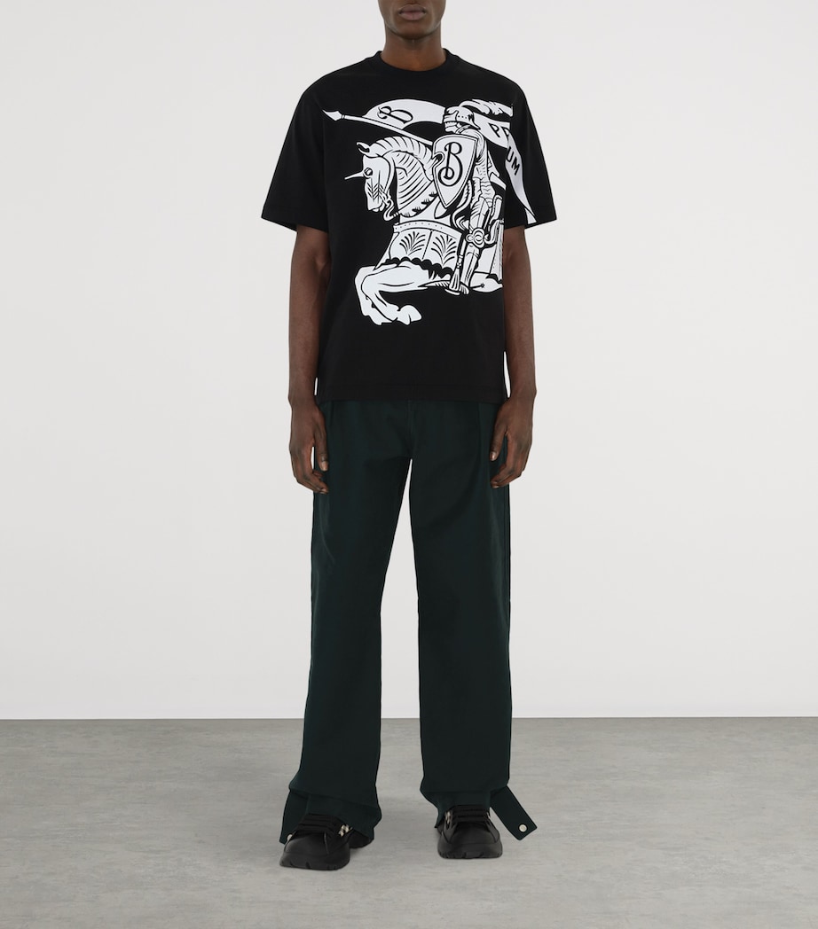 Cotton Equestrian Knight Print T-Shirt BLACK Image 2