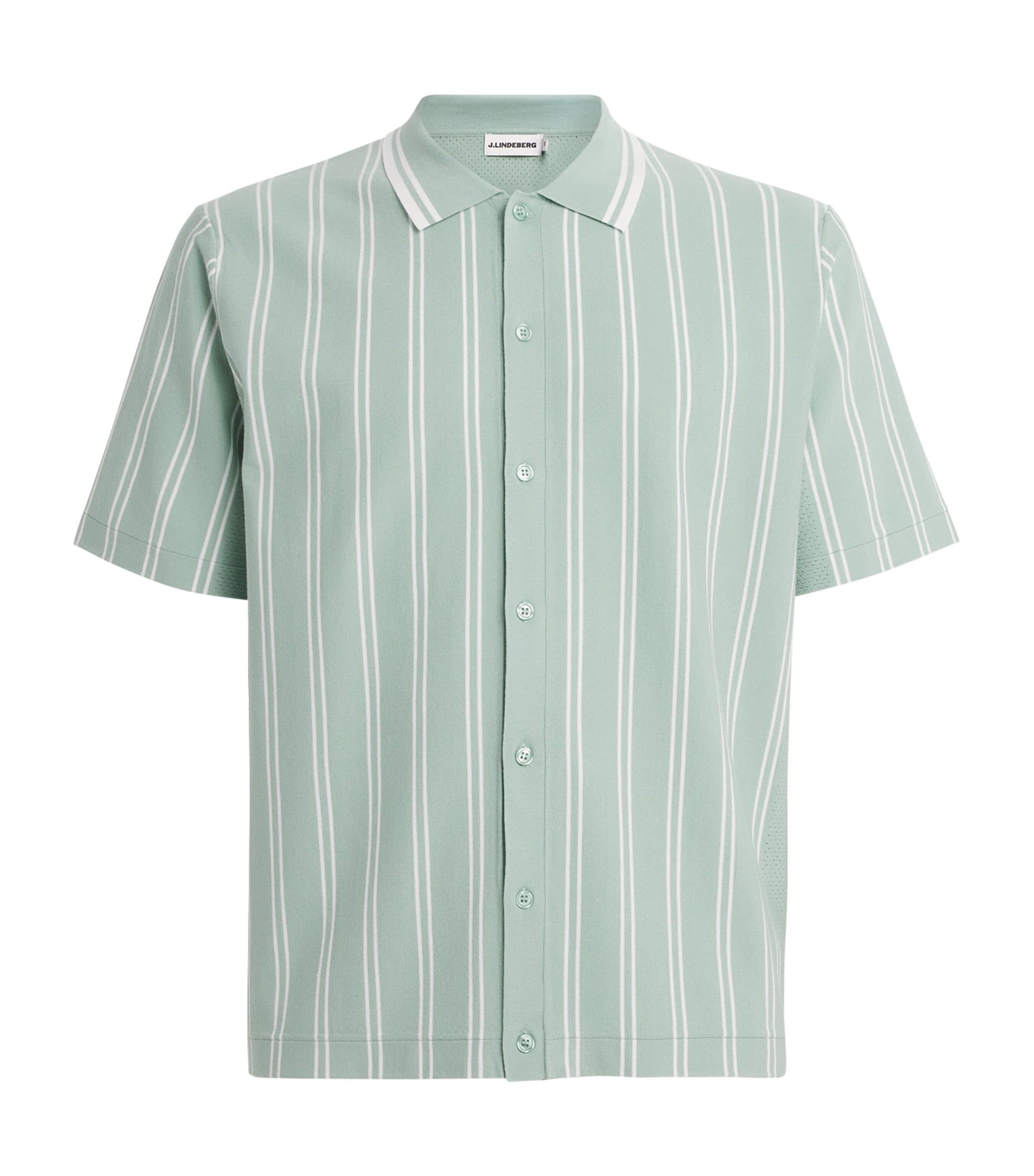 J Lindeberg Mens Stripe Rue Short-Sleeve Shirt Jadeite Image 1
