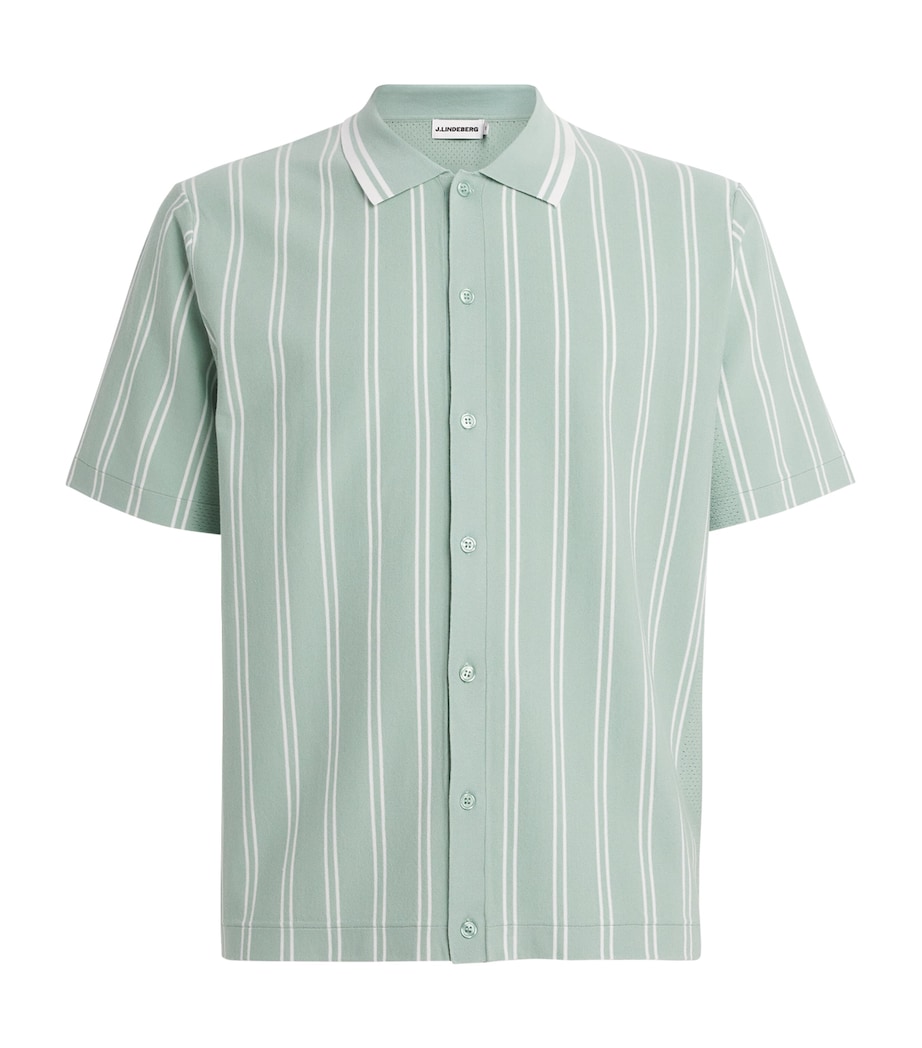 J Lindeberg Mens Stripe Rue Short-Sleeve Shirt Jadeite Image 1