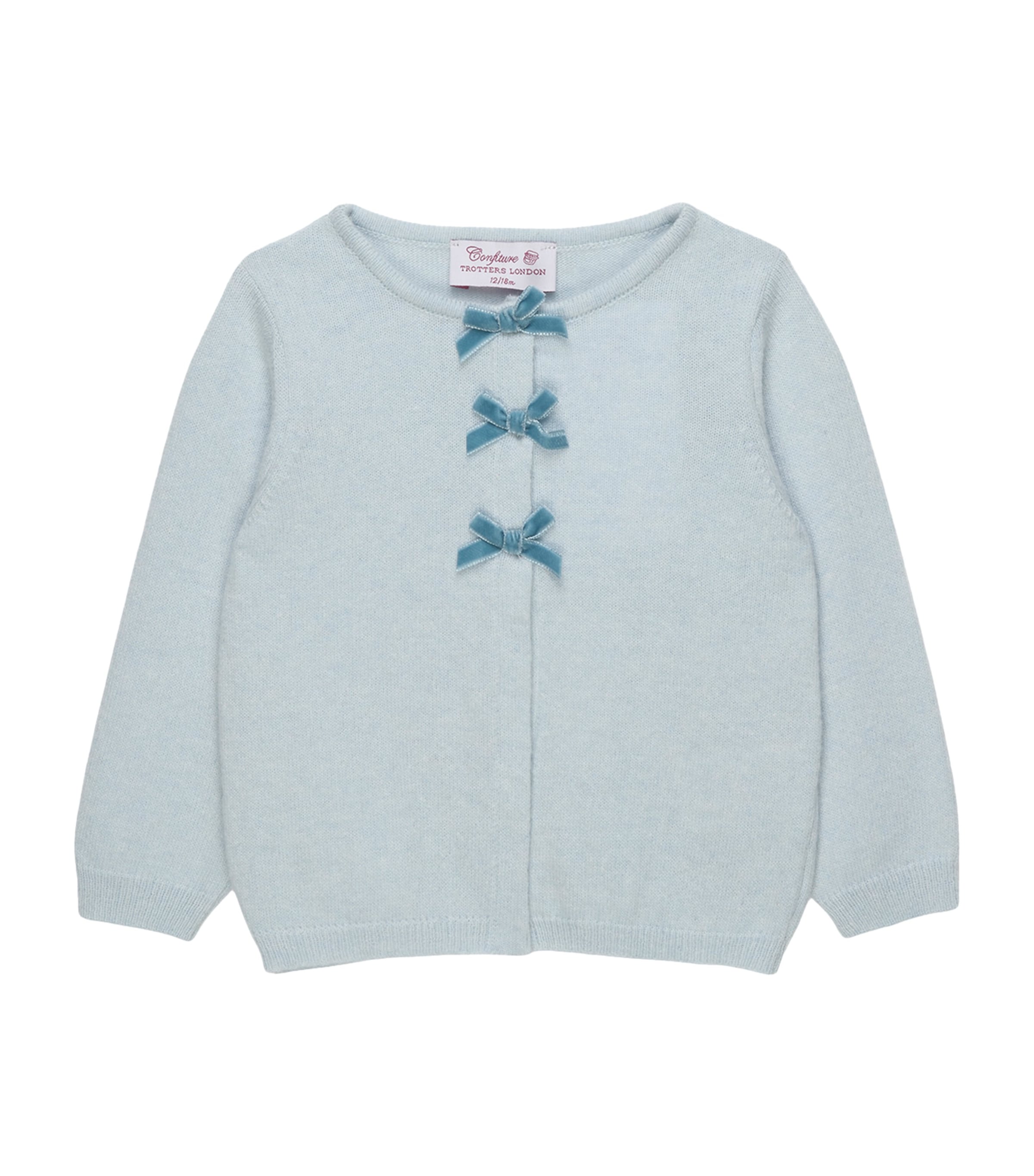 Trotters Kids'  Knitted Bow Cardigan In Blue