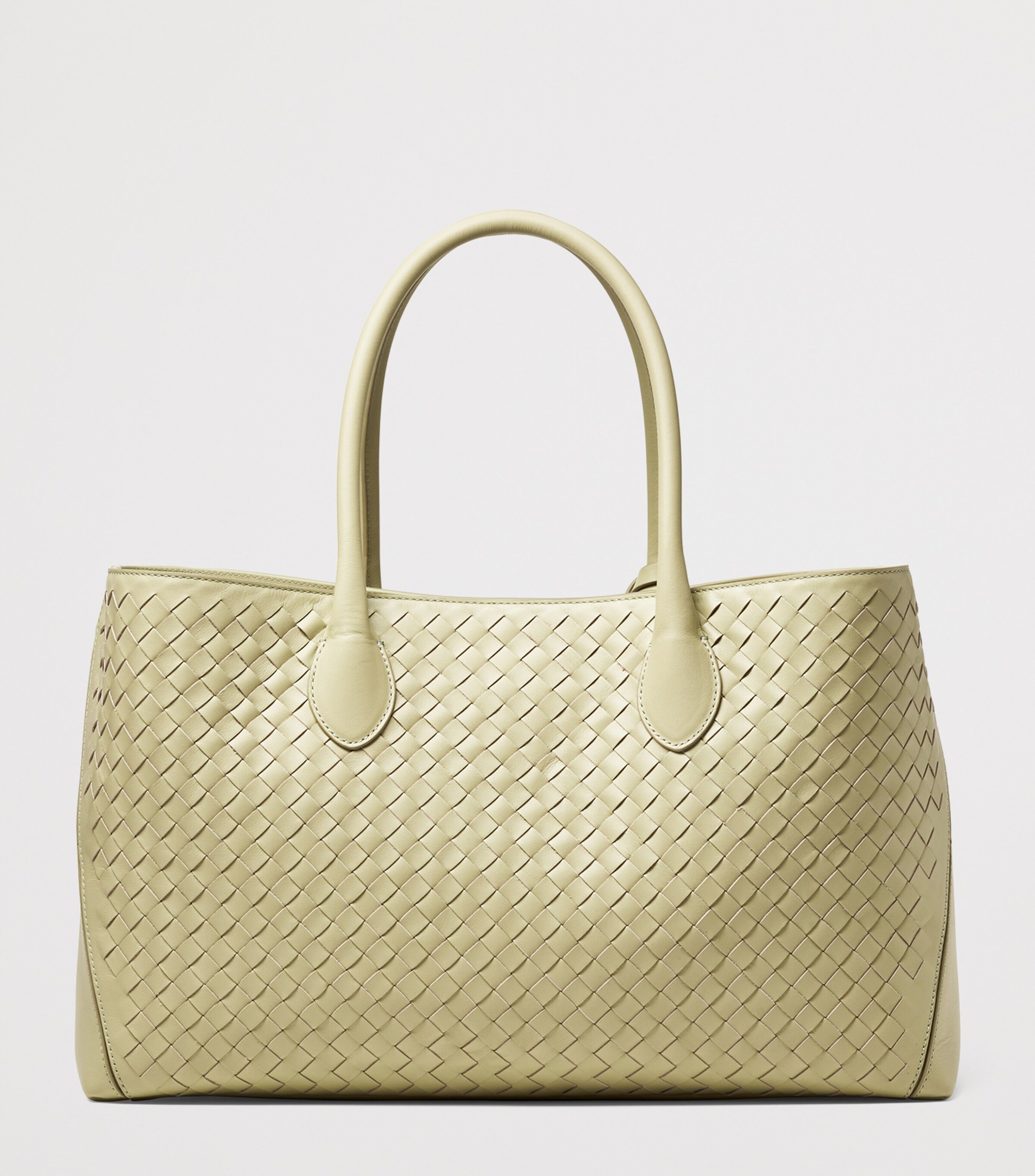 Woven Leather London Tote Bag PISTACHIO Image 3
