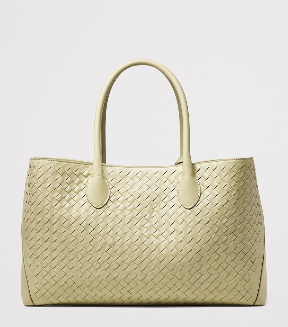 Woven Leather London Tote Bag PISTACHIO Image 3