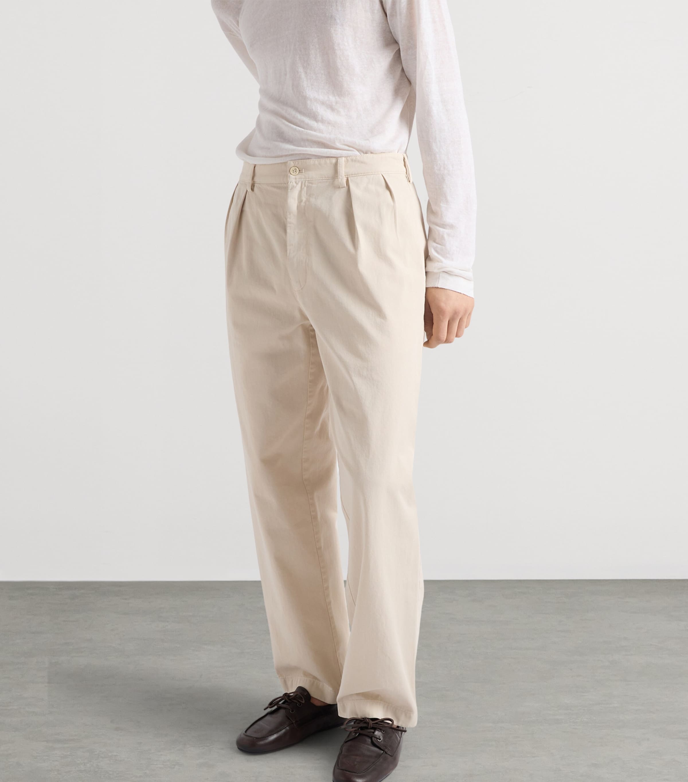 Prada Mens Cotton Wide-Leg Trousers Neutral Image 3