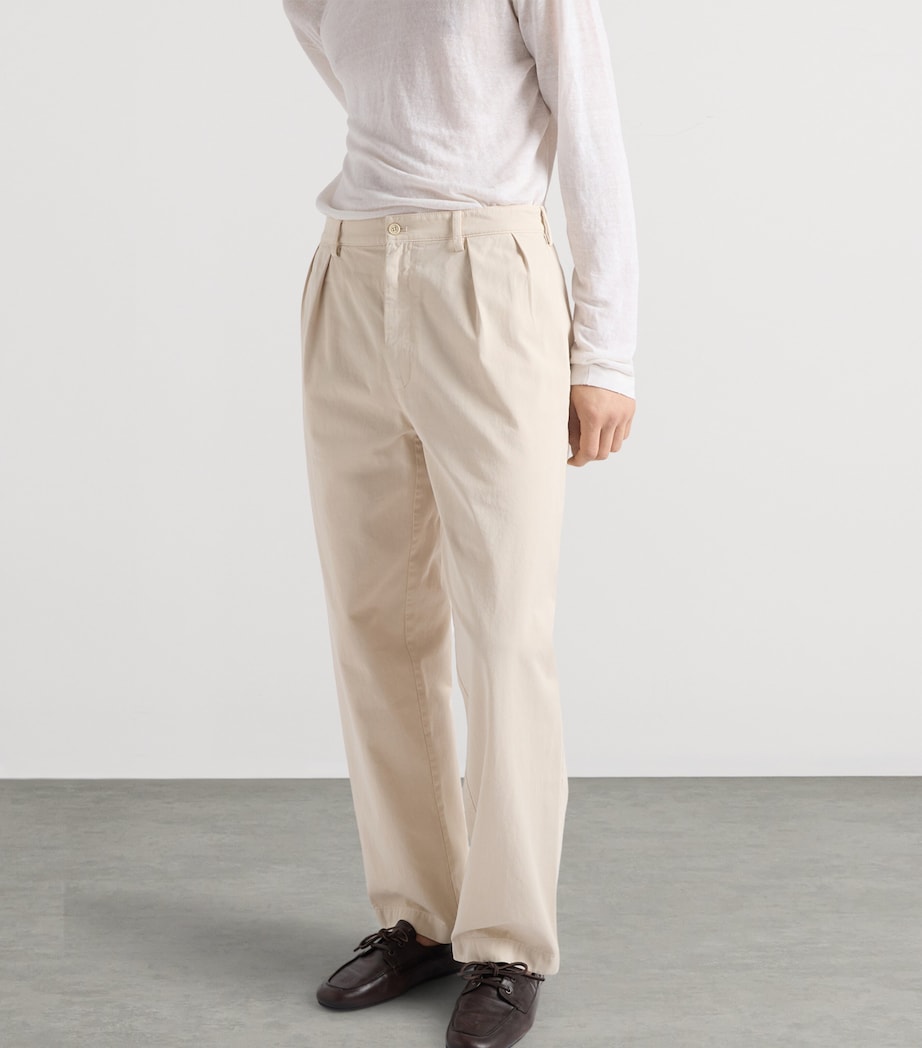 Prada Mens Cotton Wide-Leg Trousers Neutral Image 3