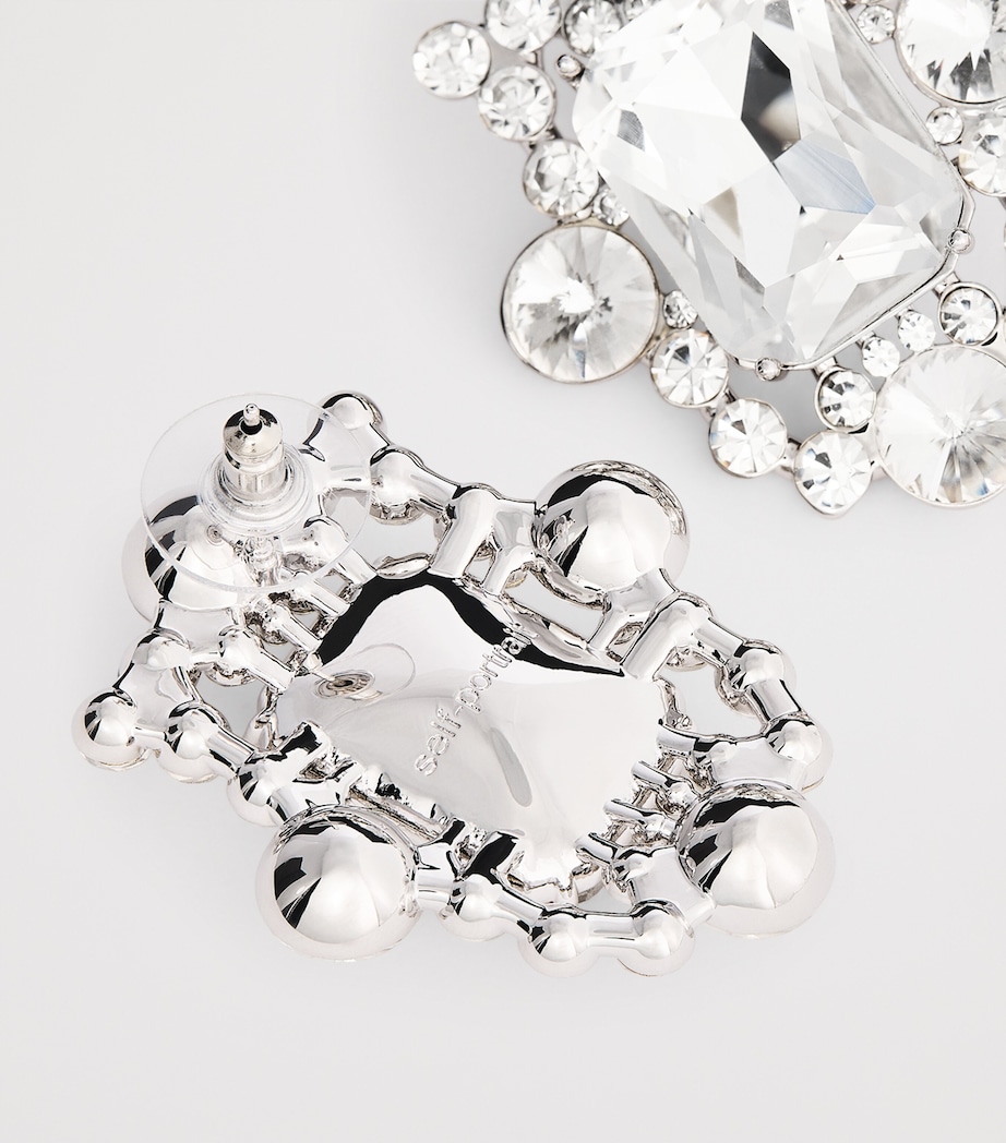 Self-Portrait Crystal Cluster Drop Earrings Silver Image 6