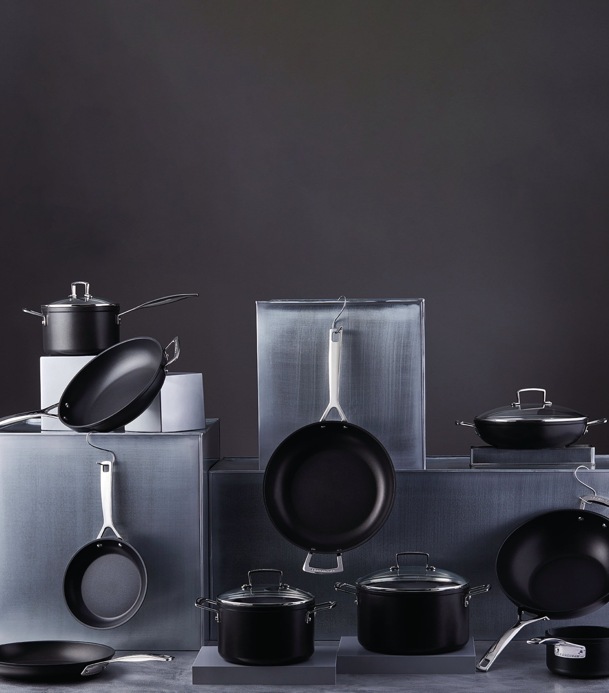 Toughened Non-Stick Pan (Set Of 3) BLACK Image 5