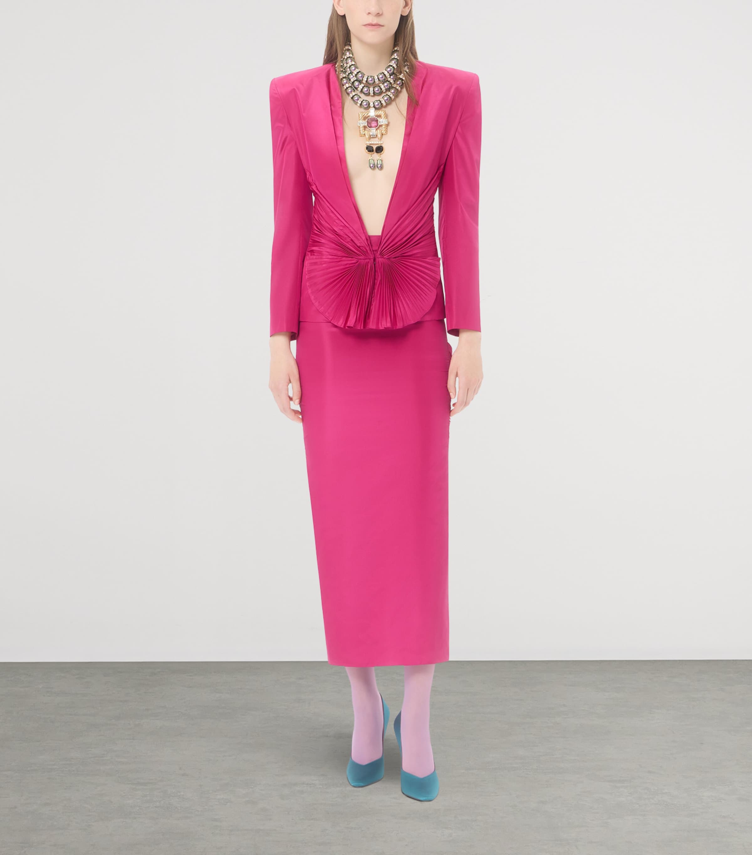 Valentino Womens Silk Plissé Blazer Image 2