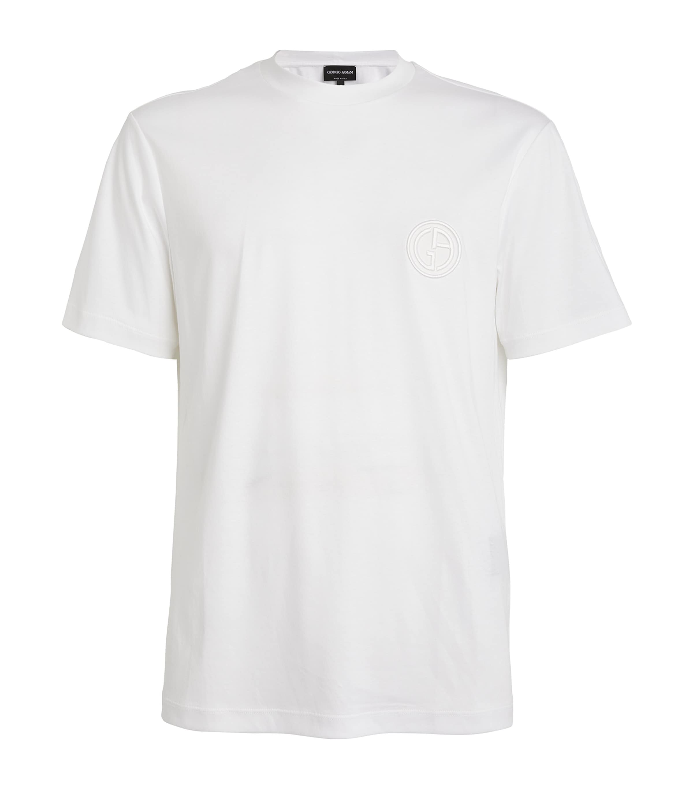 Shop Giorgio Armani Embroidered Logo T-shirt In White