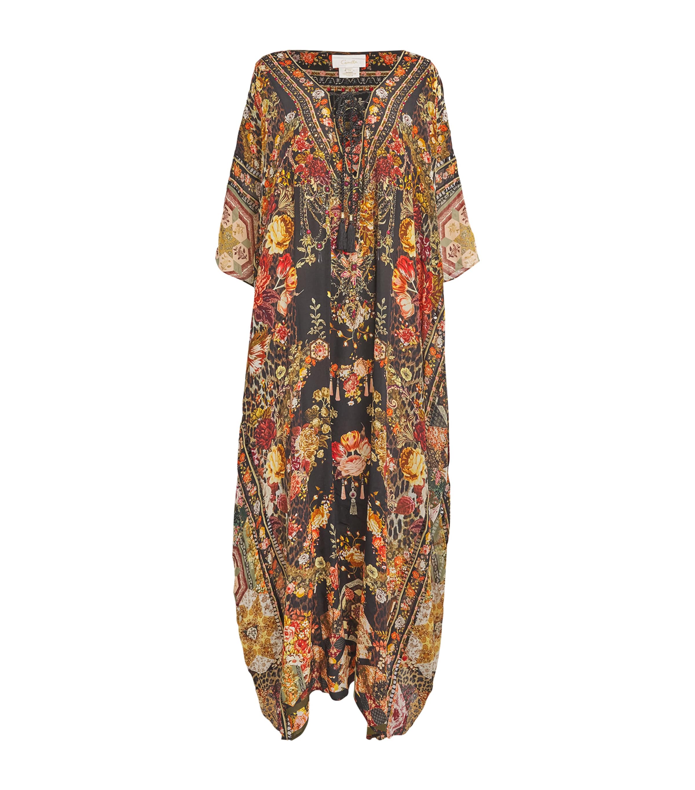 CAMILLA SILK FLORAL KAFTAN DRESS 