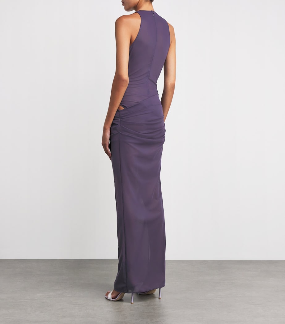 Stretch-Mesh Maxi Dress GRAPE Image 3