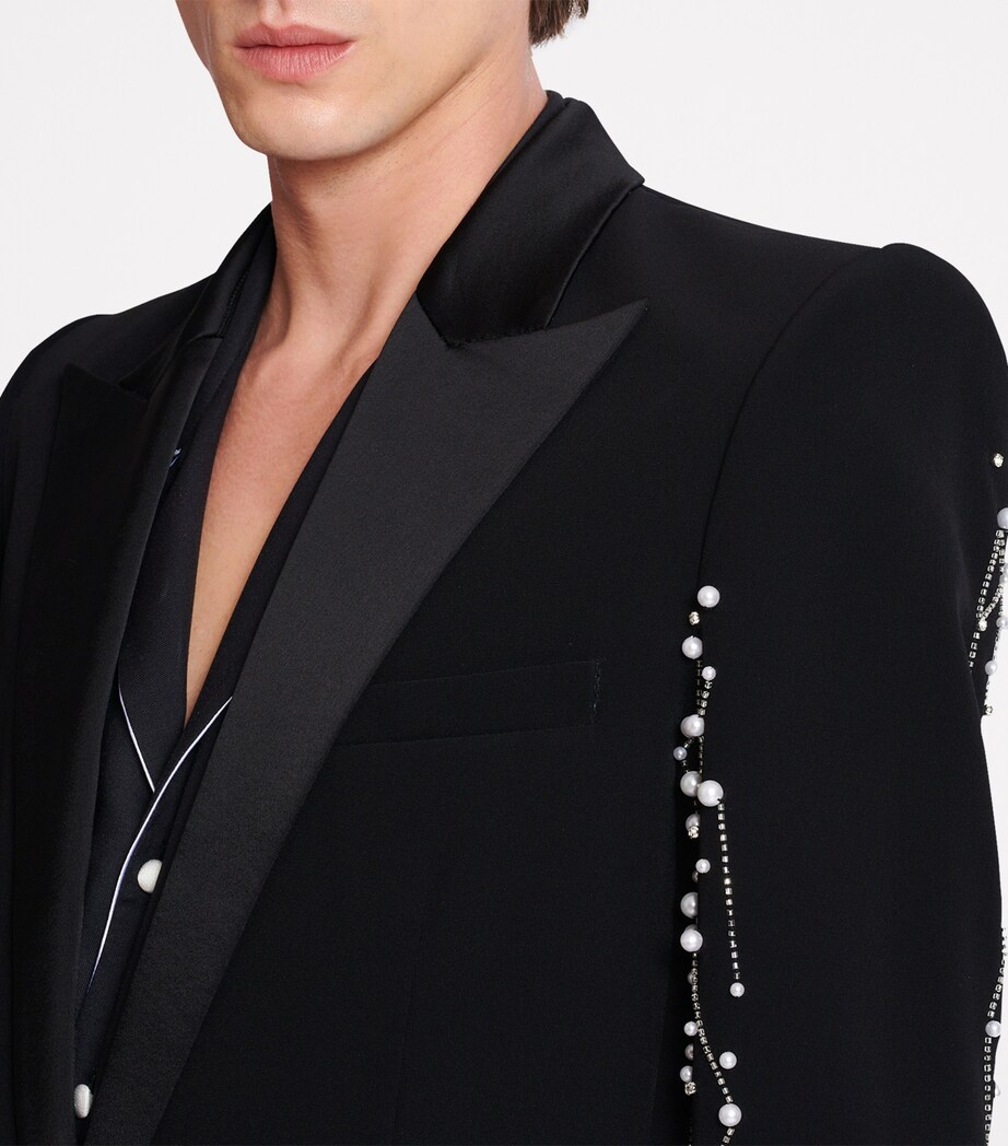 Embroidered Single-Breasted Blazer EAW NOIR/CRISTAL Image 2