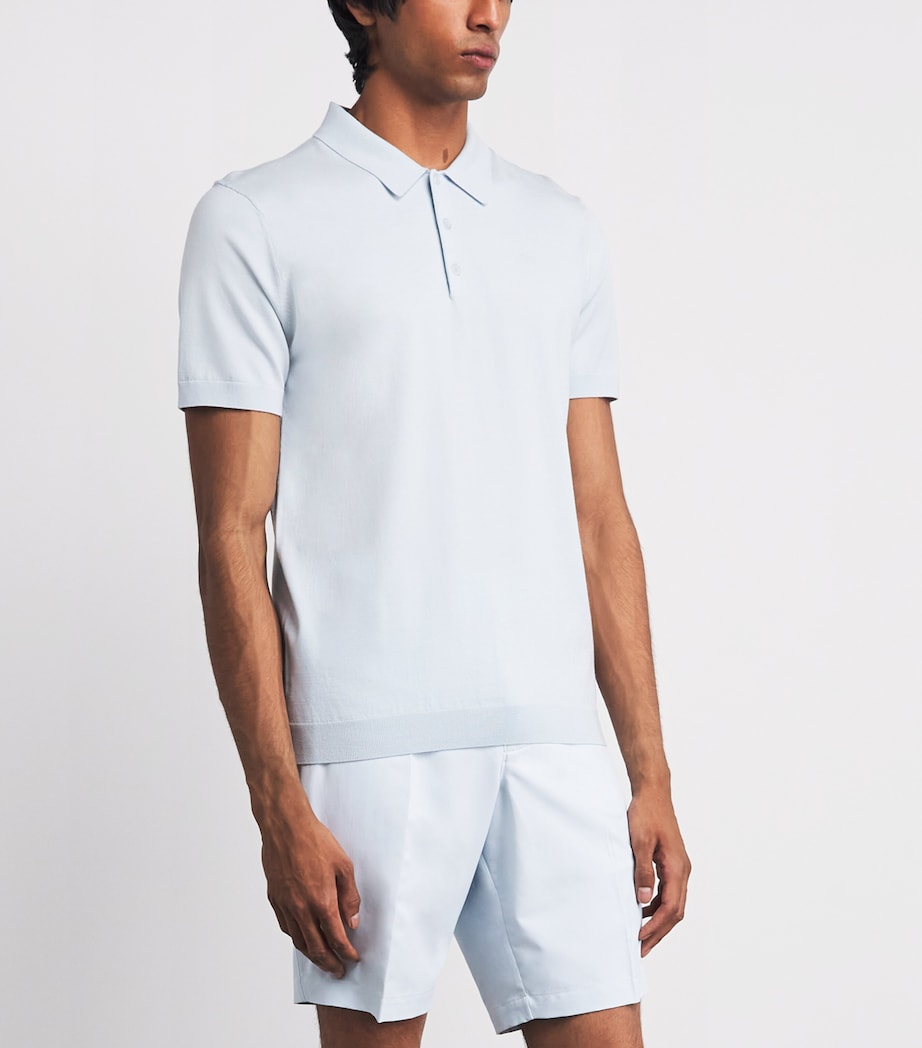 J Lindeberg Mens Knitted Ridge Polo Shirt Skywriting Image 4