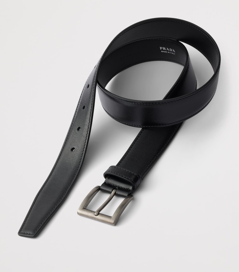 Prada Leather Square-Buckle Belt Black Image 3