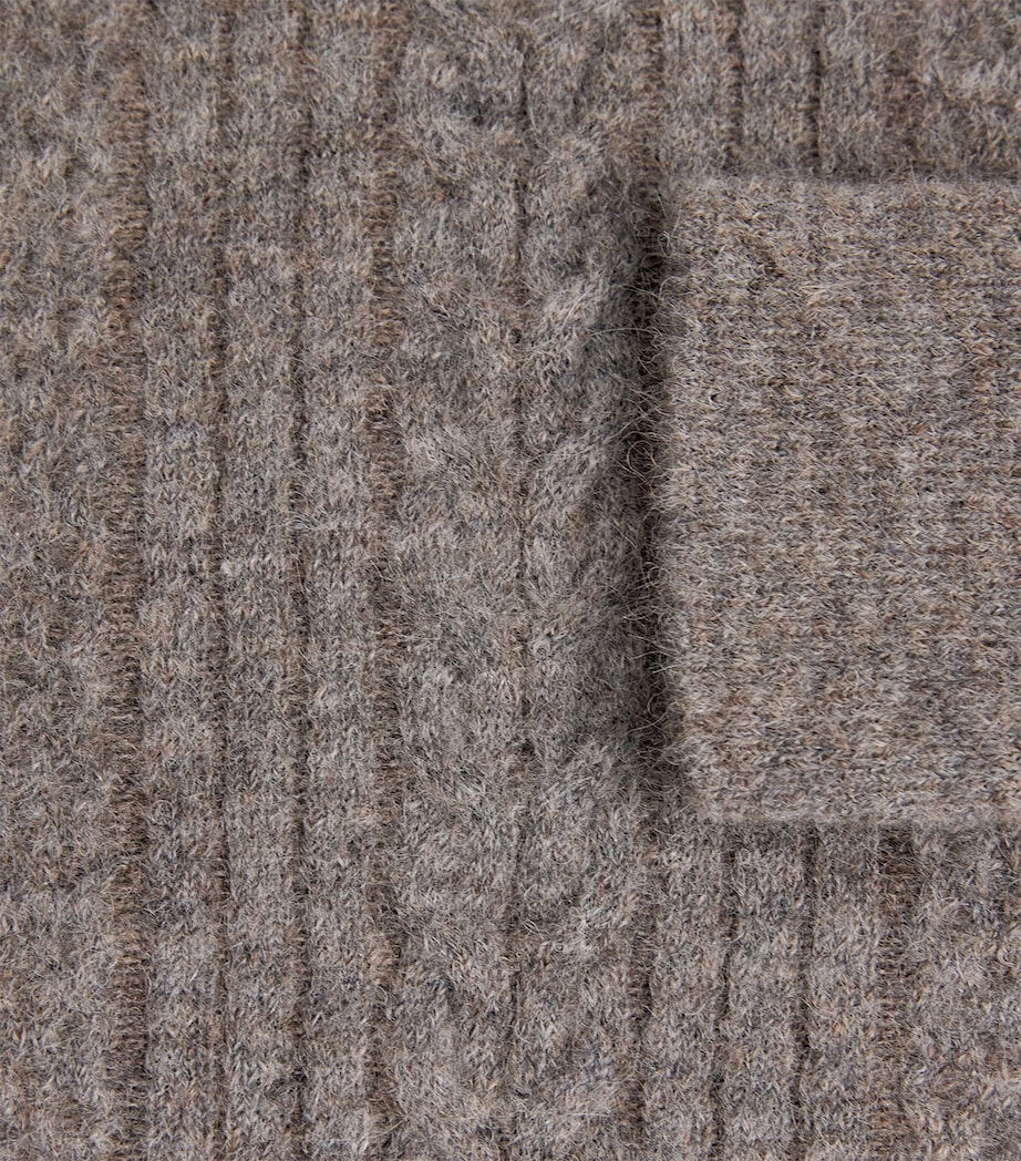 Pal Zileri Mens Alpaca-Blend Cable-Knit Sweater Grey Image 5
