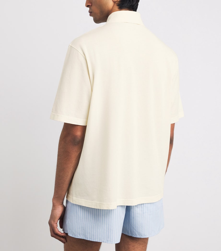 AMI Paris Mens Cotton Ami de Coeur Polo Shirt Blanc Creme Image 5