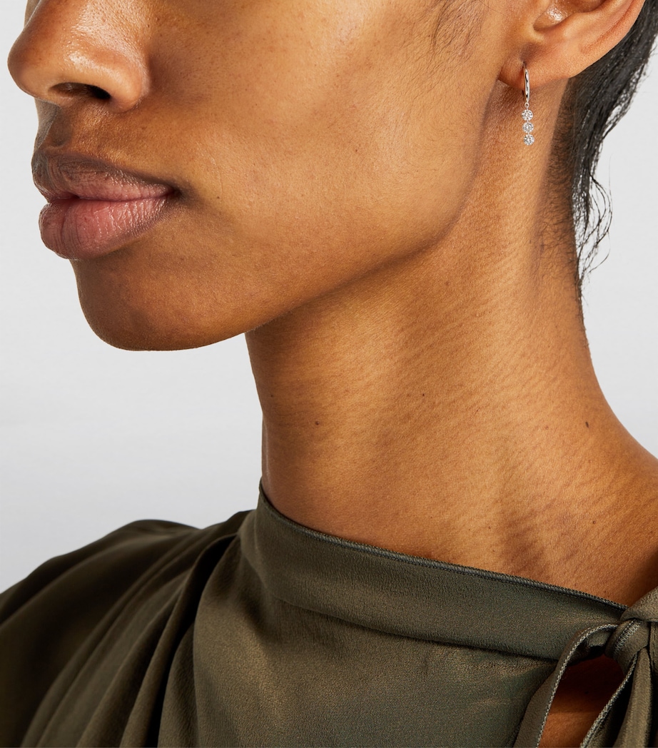 White Gold and Diamond 3-Stone Single Hoop Earring WHITE GOLD Image 5