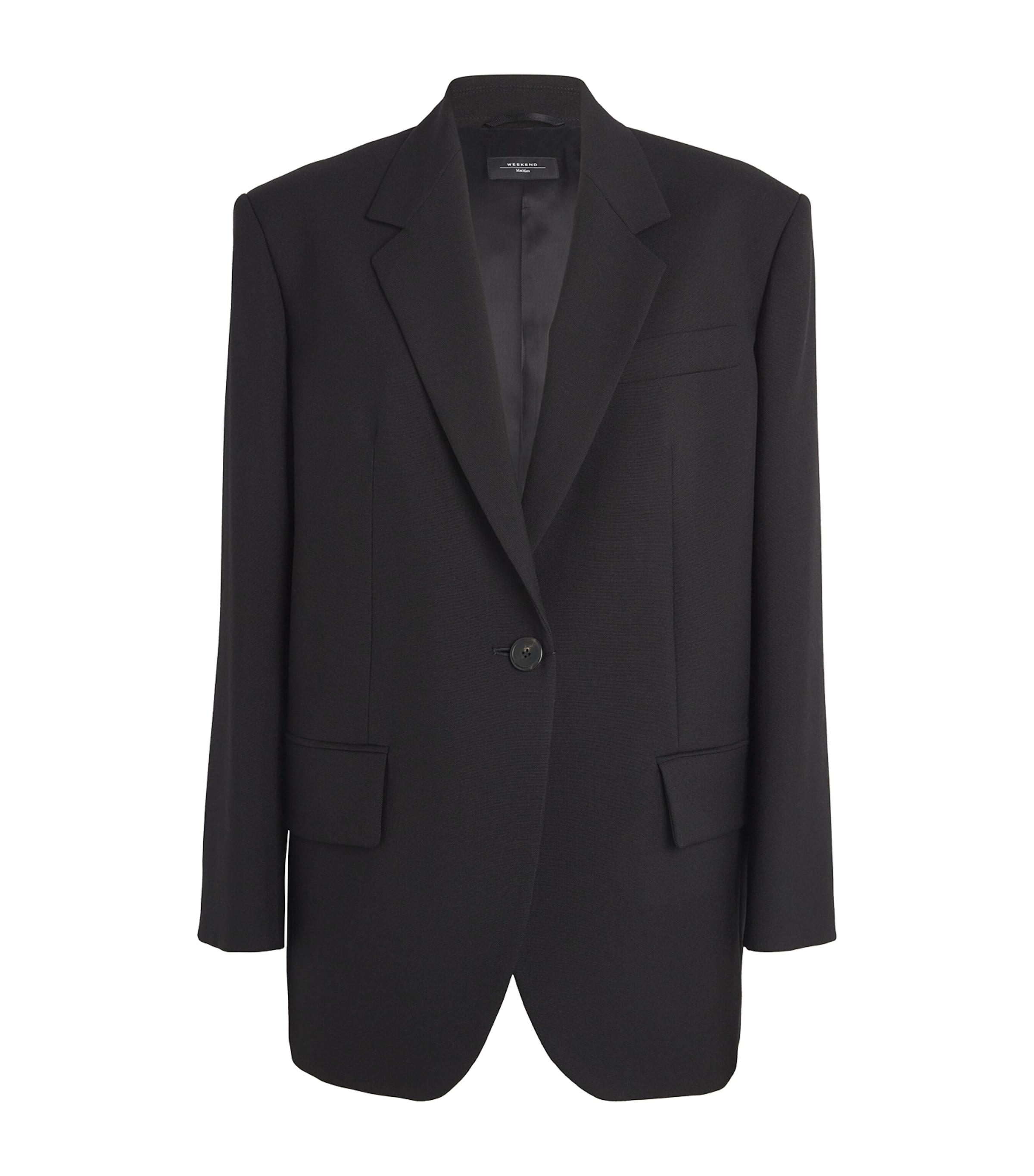 Shop Weekend Max Mara Wool Boxy-fit Blazer In Black