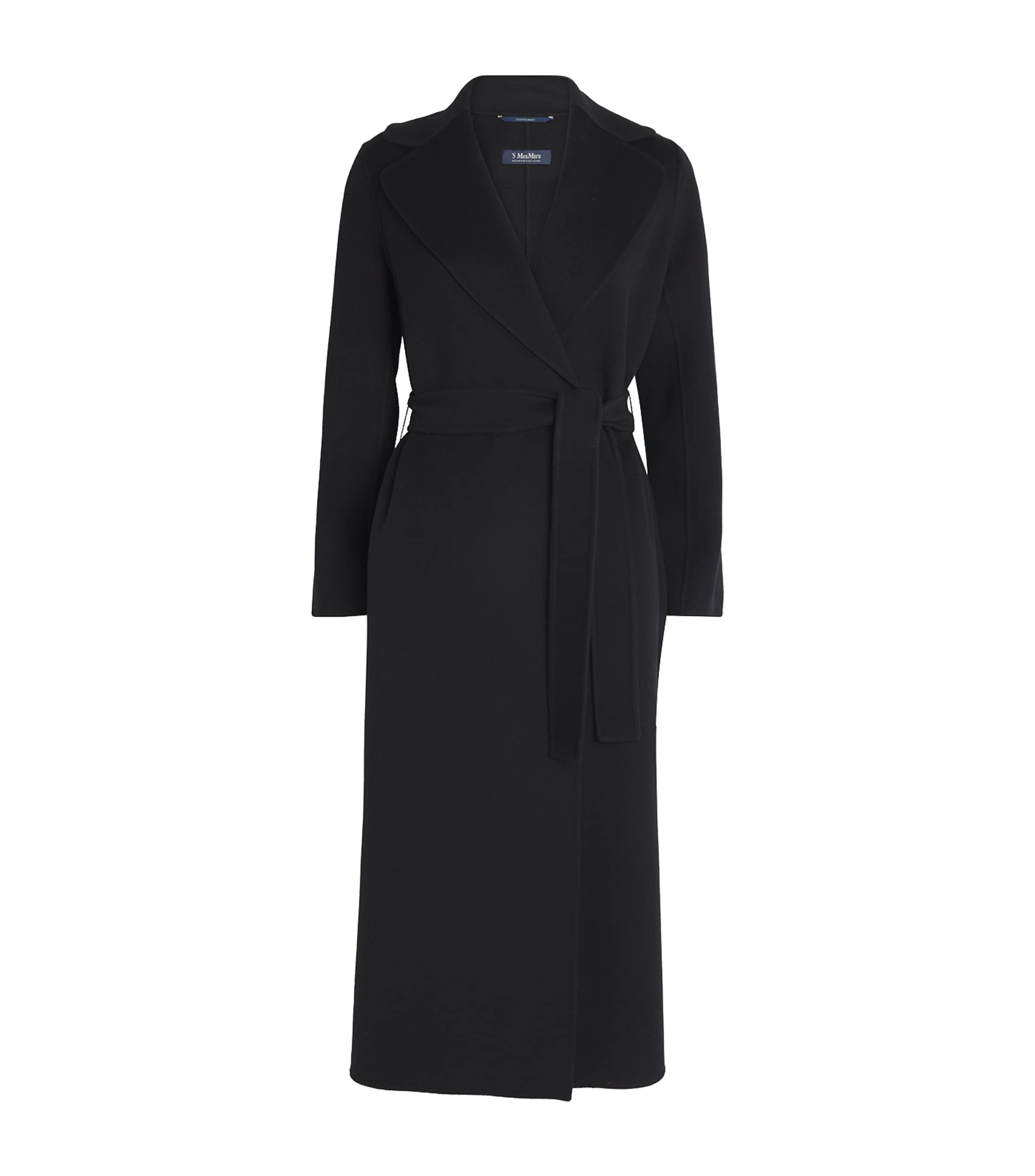Virgin Wool Wrap Coat BLACK Image 1