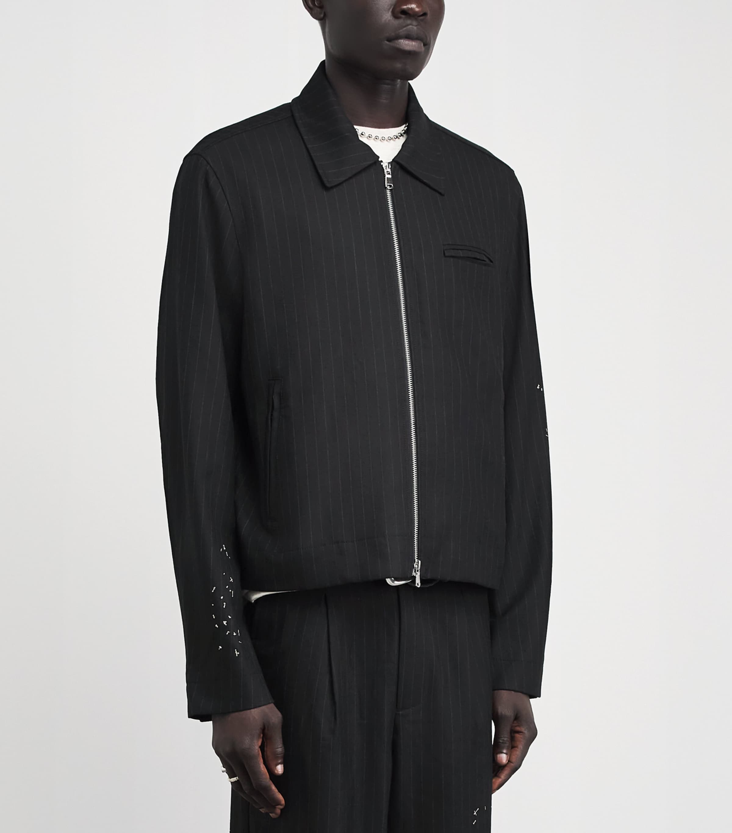 DOMREBEL Mens Pinstripe Backstage Jacket Black Image 4