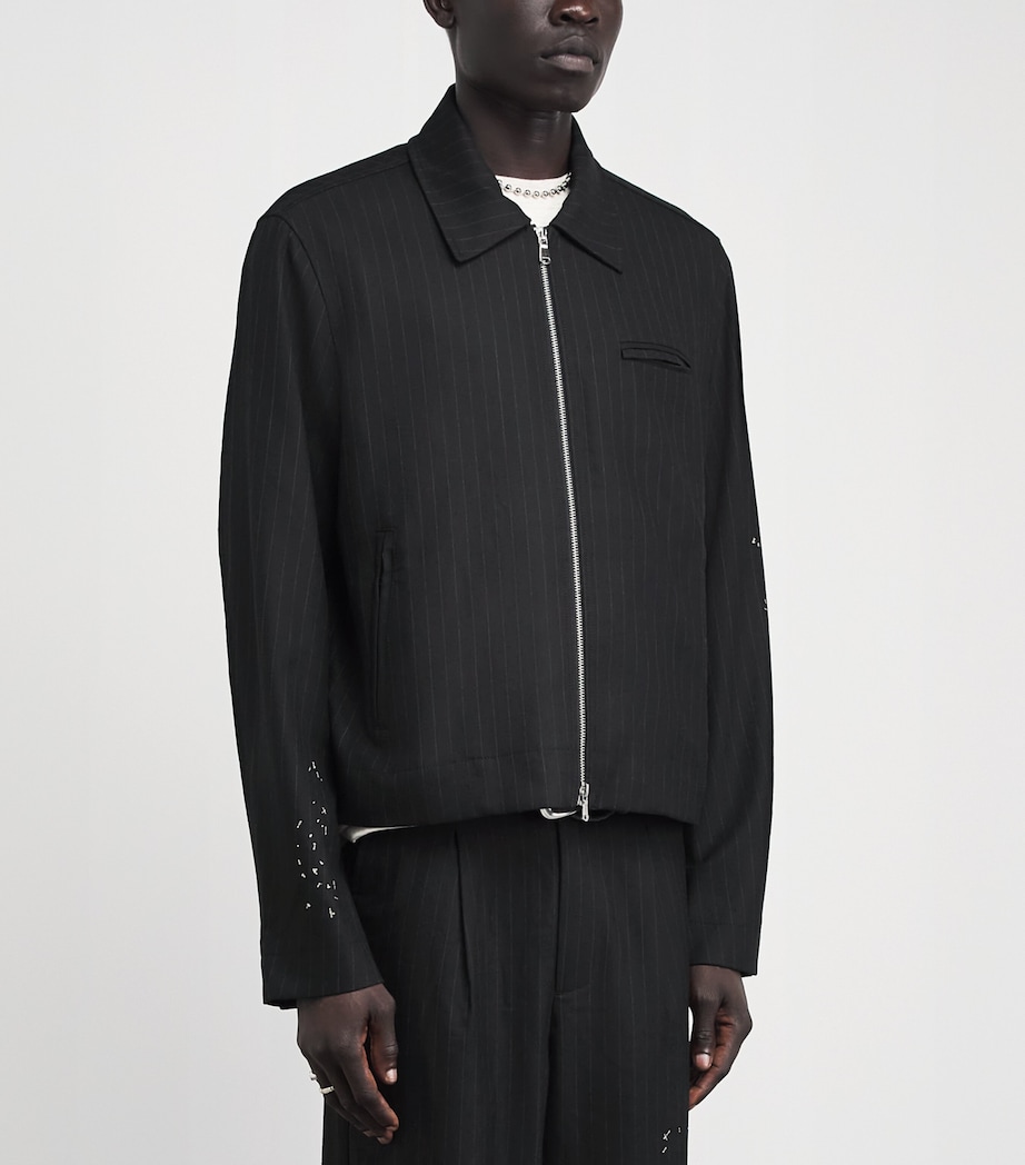 DOMREBEL Mens Pinstripe Backstage Jacket Black Image 4
