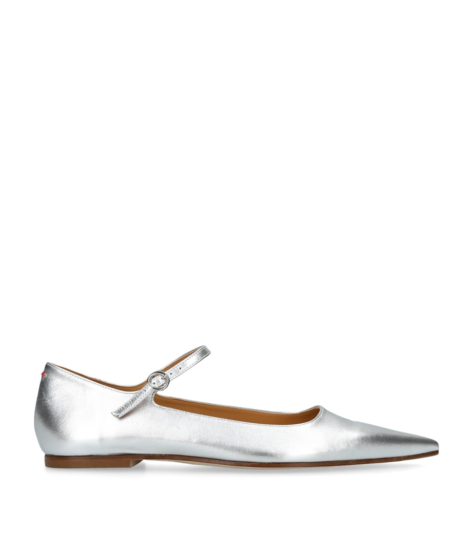 Leather Cleo Mary Jane Flats SILVER Image 1