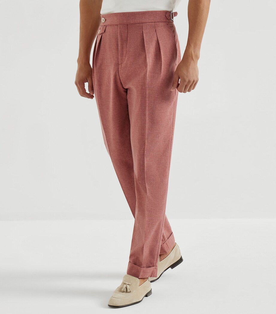 Brunello Cucinelli Mens Wool-Cotton-Silk Tailored Trousers Image 2
