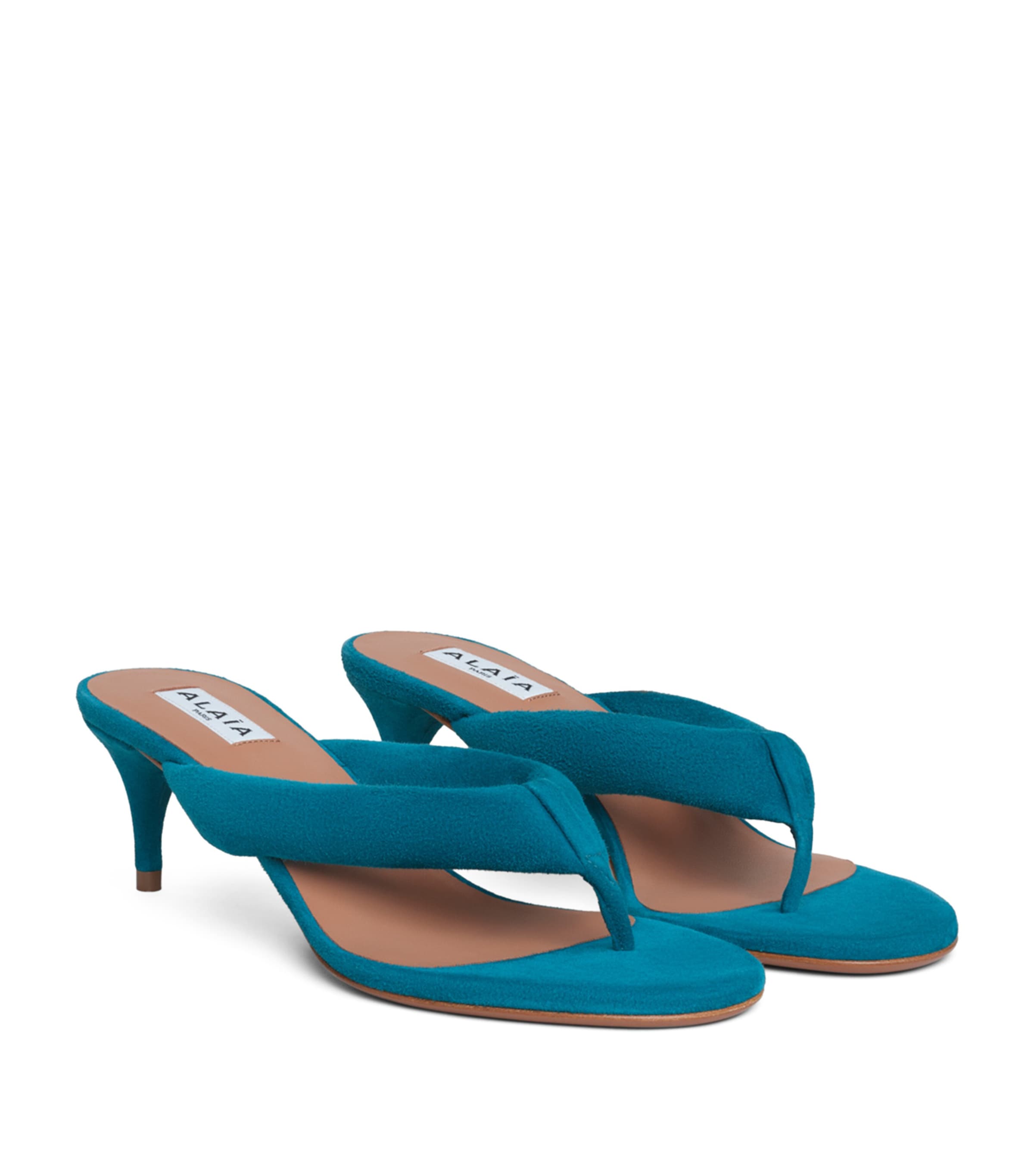 Alaïa Suede Thong Mules 55 China Blue Image 2