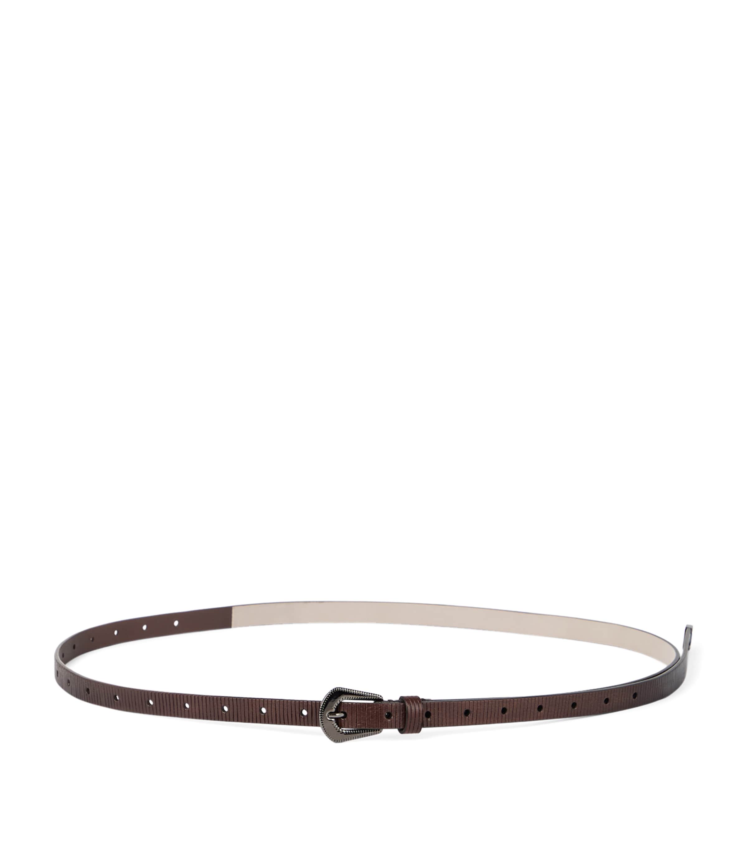 Brunello Cucinelli Carved Leather Belt In Brown