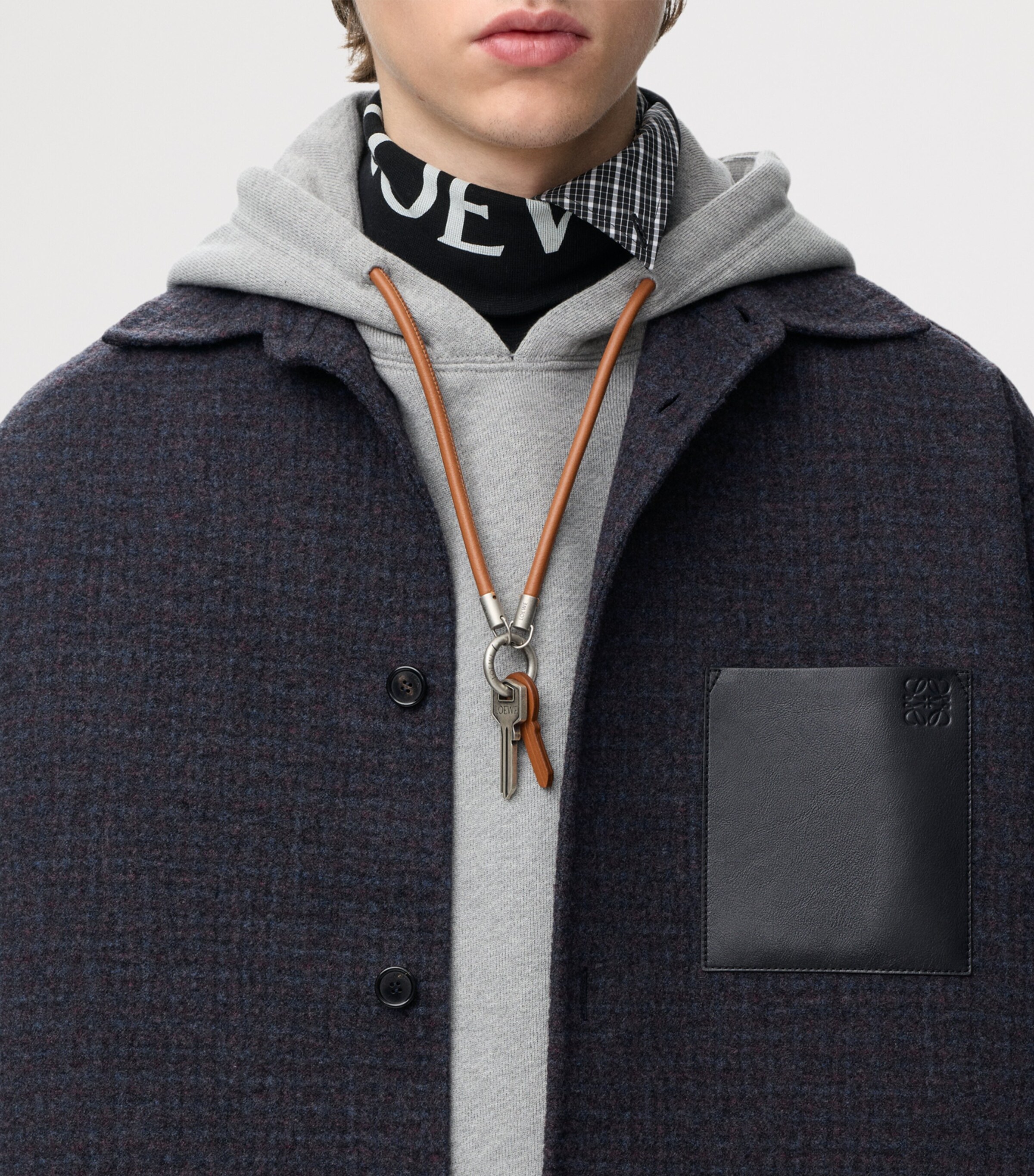 LOEWE Mens Pocket Anagram Overshirt Dark Navy Blue Image 5