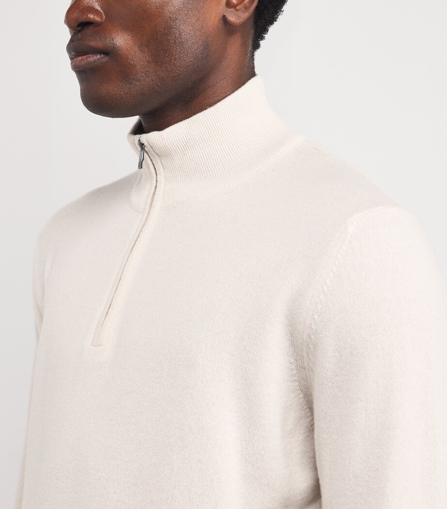 Corneliani Mens Virgin Wool-Cashmere Sweater Natural/ Beige Image 6