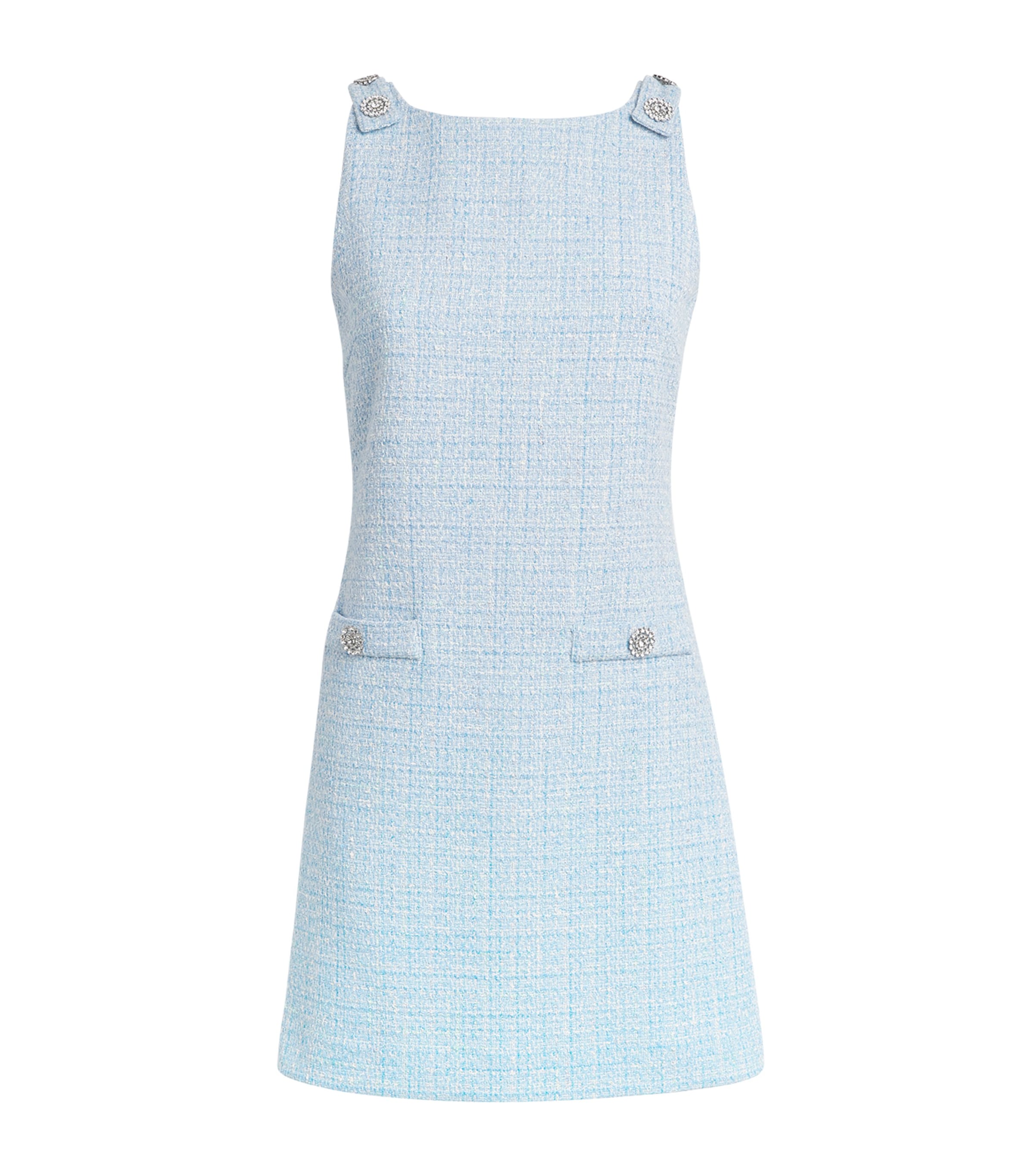 Maje Womens Sleeveless Tweed Cotton-blend Mini Dress Bleus In Blue