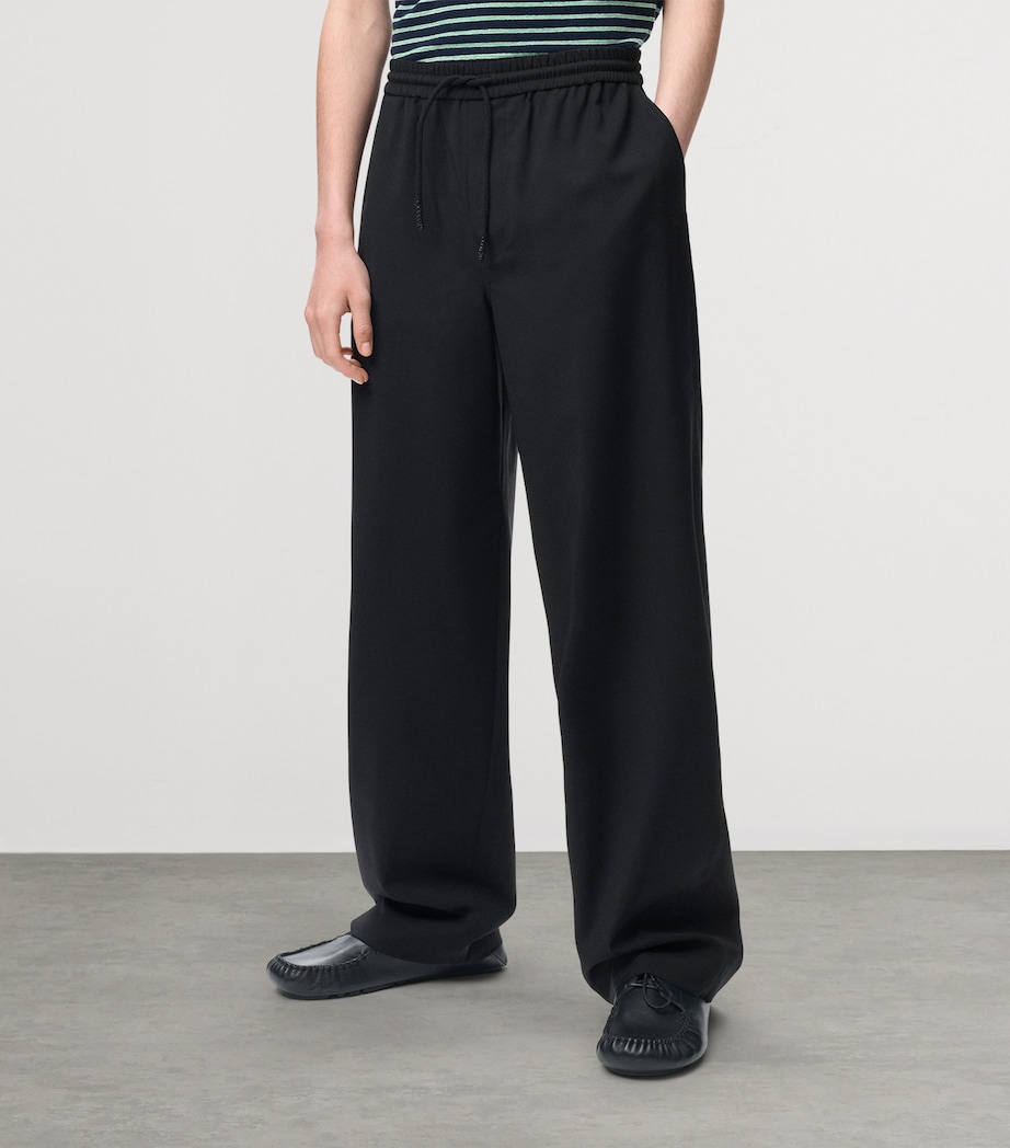 LOEWE Mens Wool-Blend Drawstring Trousers Black Image 3