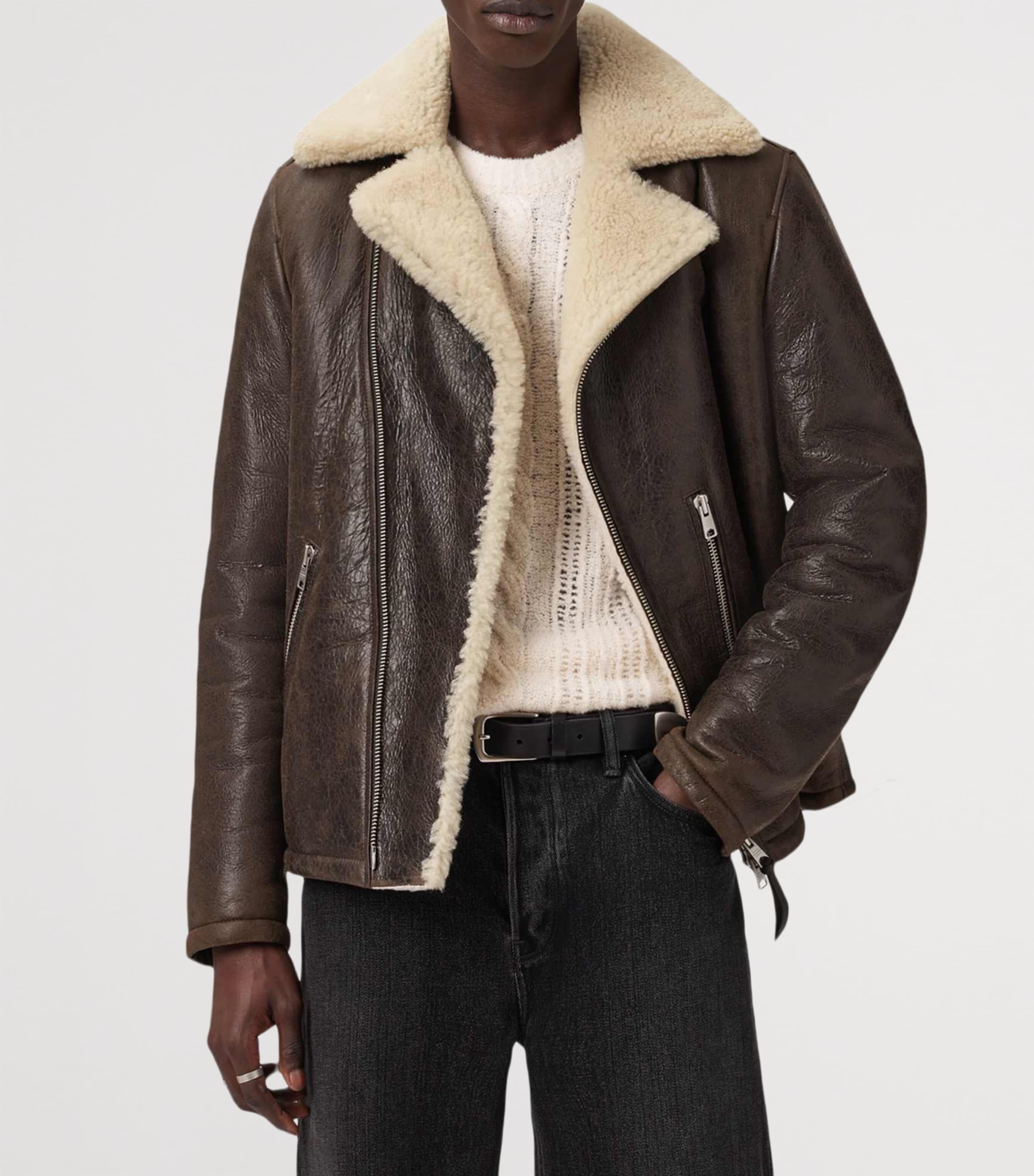 Leather Xylon Biker Jacket BARKWOOD BROWN Image 5