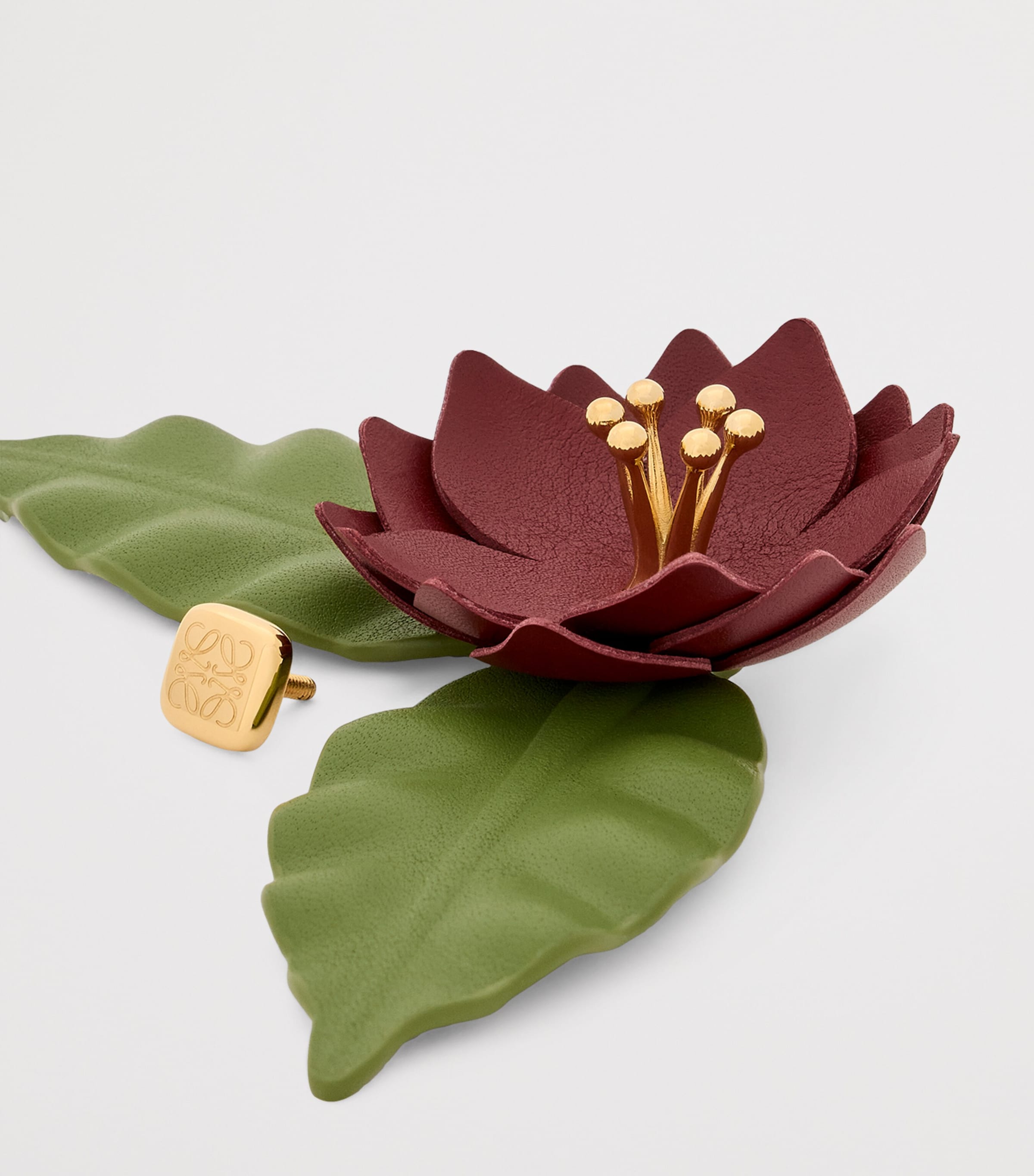 LOEWE x Paula’s Ibiza Leather Flower Pistil Pin Burgundy Image 3