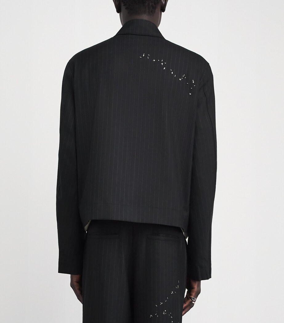 DOMREBEL Mens Pinstripe Backstage Jacket Black Image 5