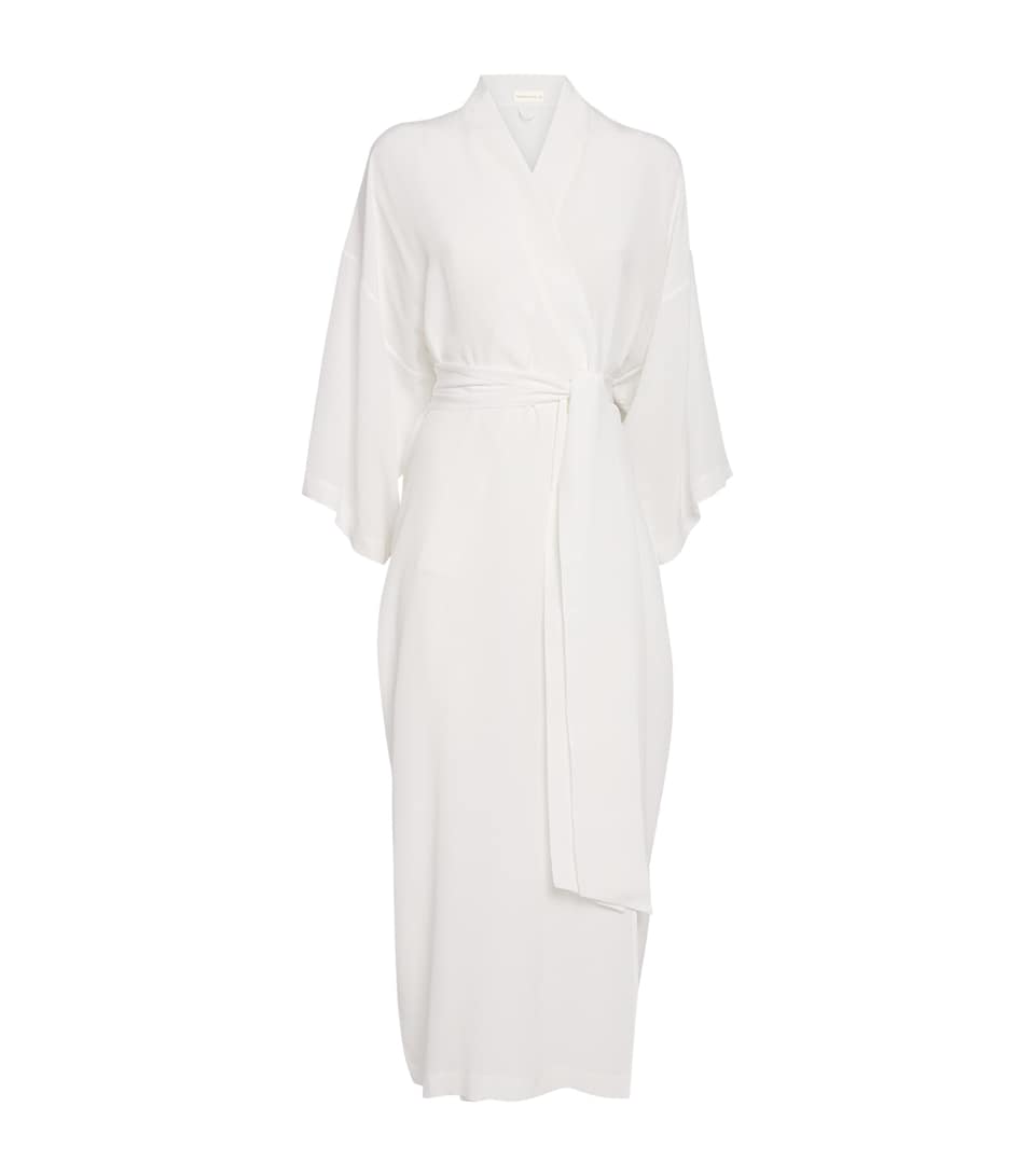 Olivia von Halle Silk Queenie Long Robe Ivory
