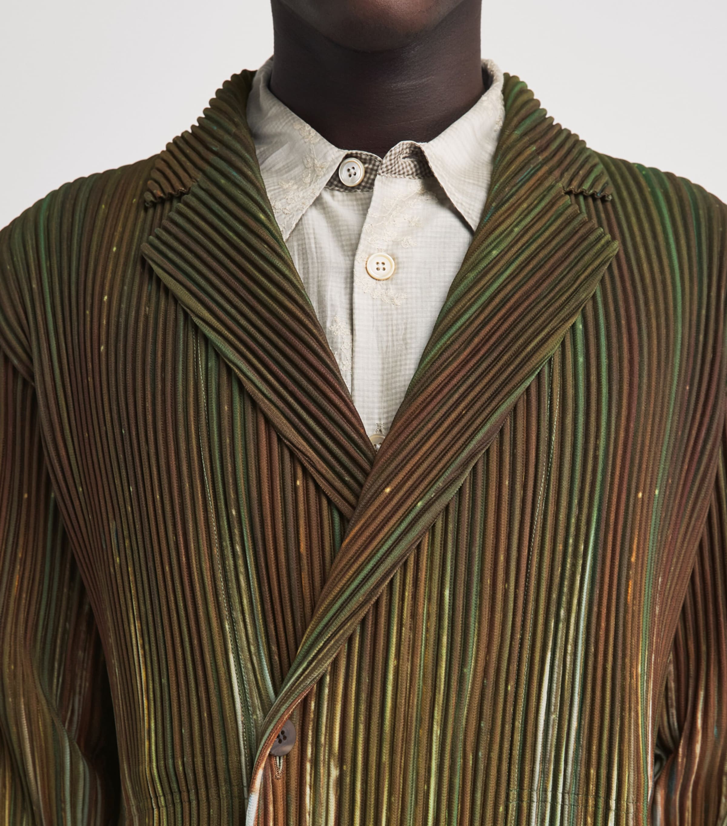 Homme Plissé Issey Miyake Mens Pleated Blazer Green Image 3
