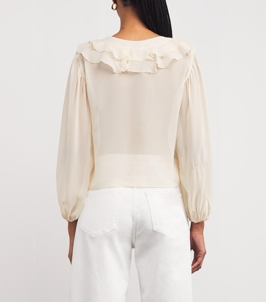 Silk Gemelli Blouse OYSTER WHITE Image 4