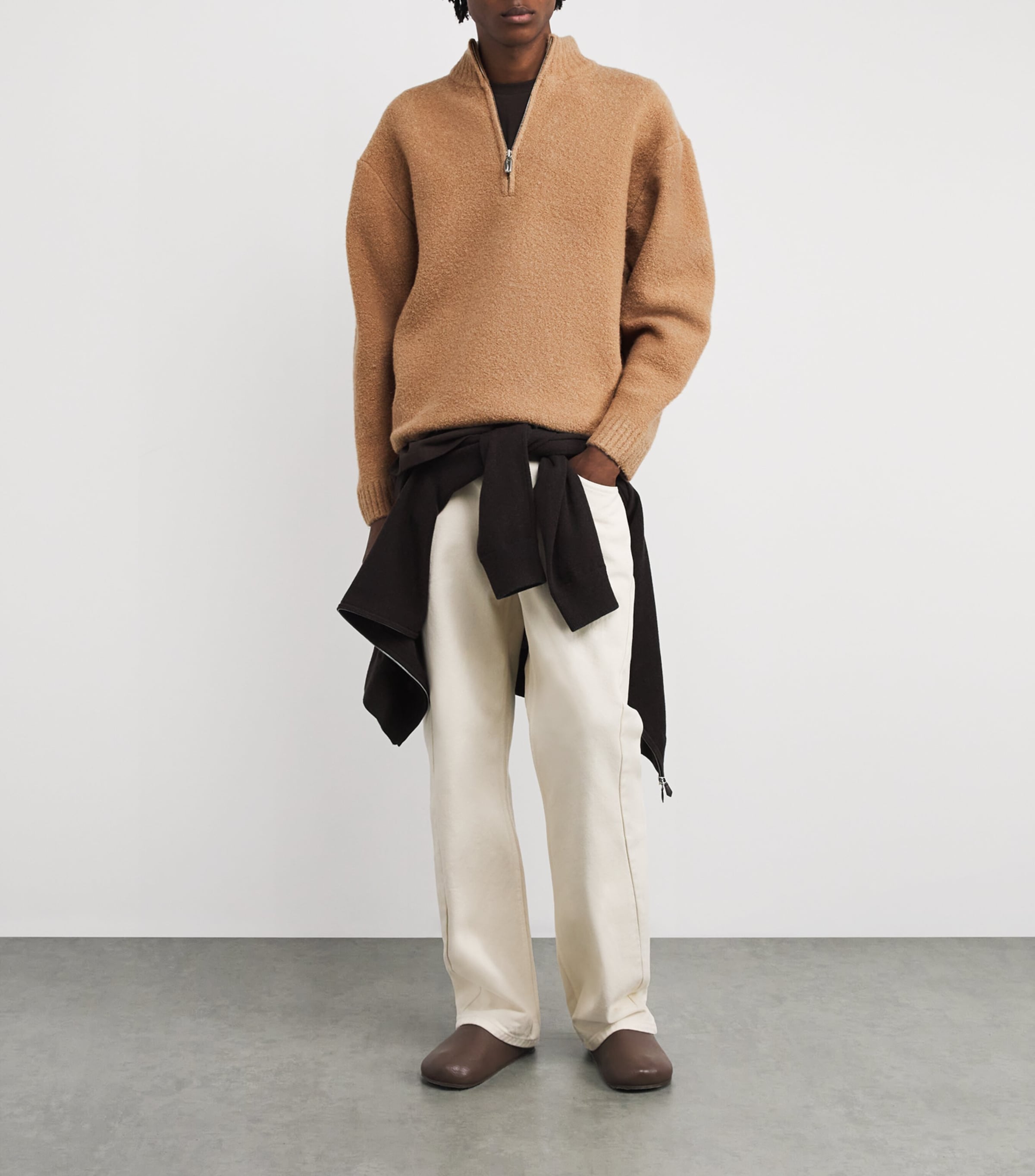 Wool-Blend Half-Zip Sweater CAMEL Image 2