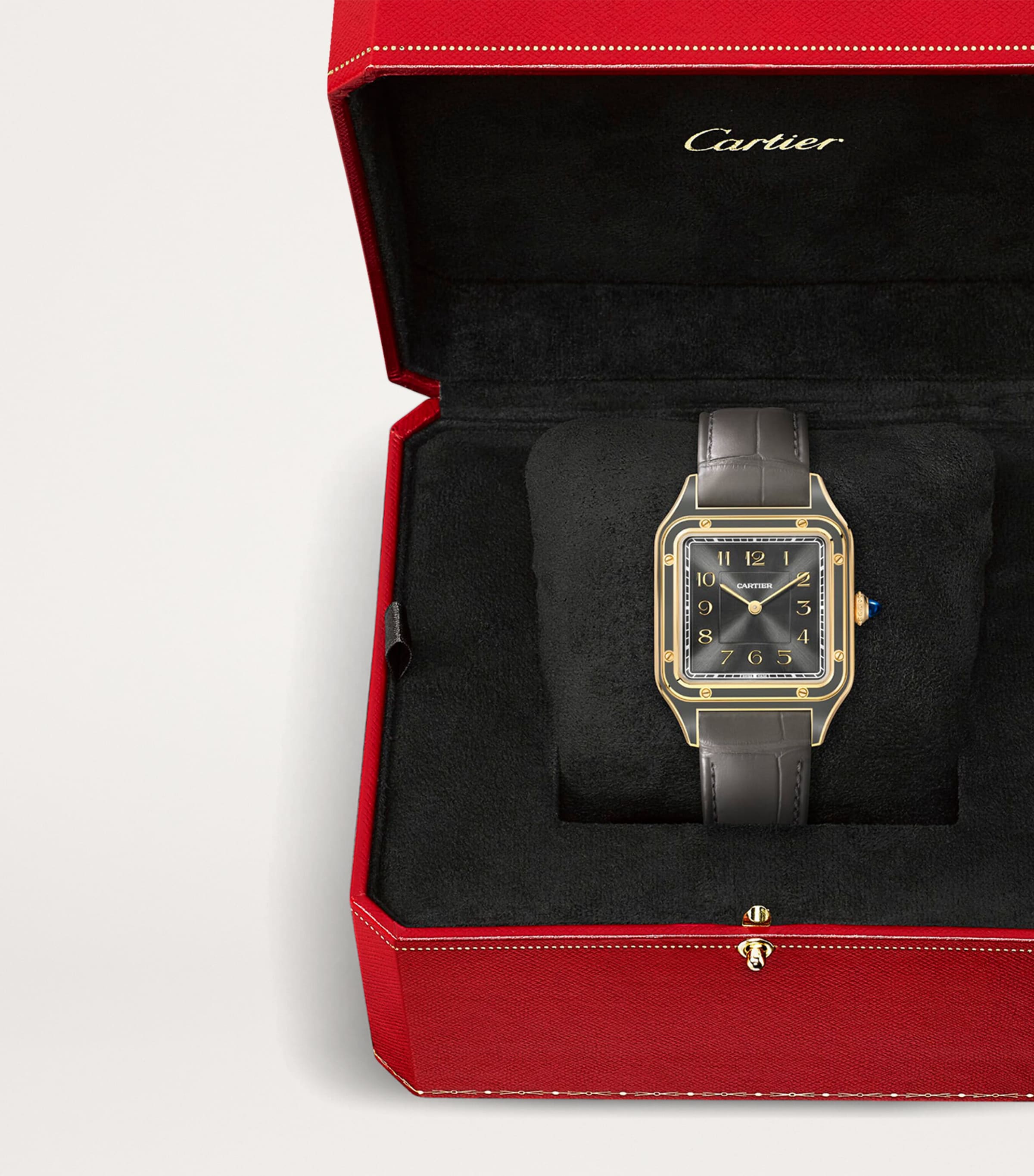 Large Yellow Gold and Sapphire Santos-Dumont Watch 43.5mm YELLOW GOLD Image 3