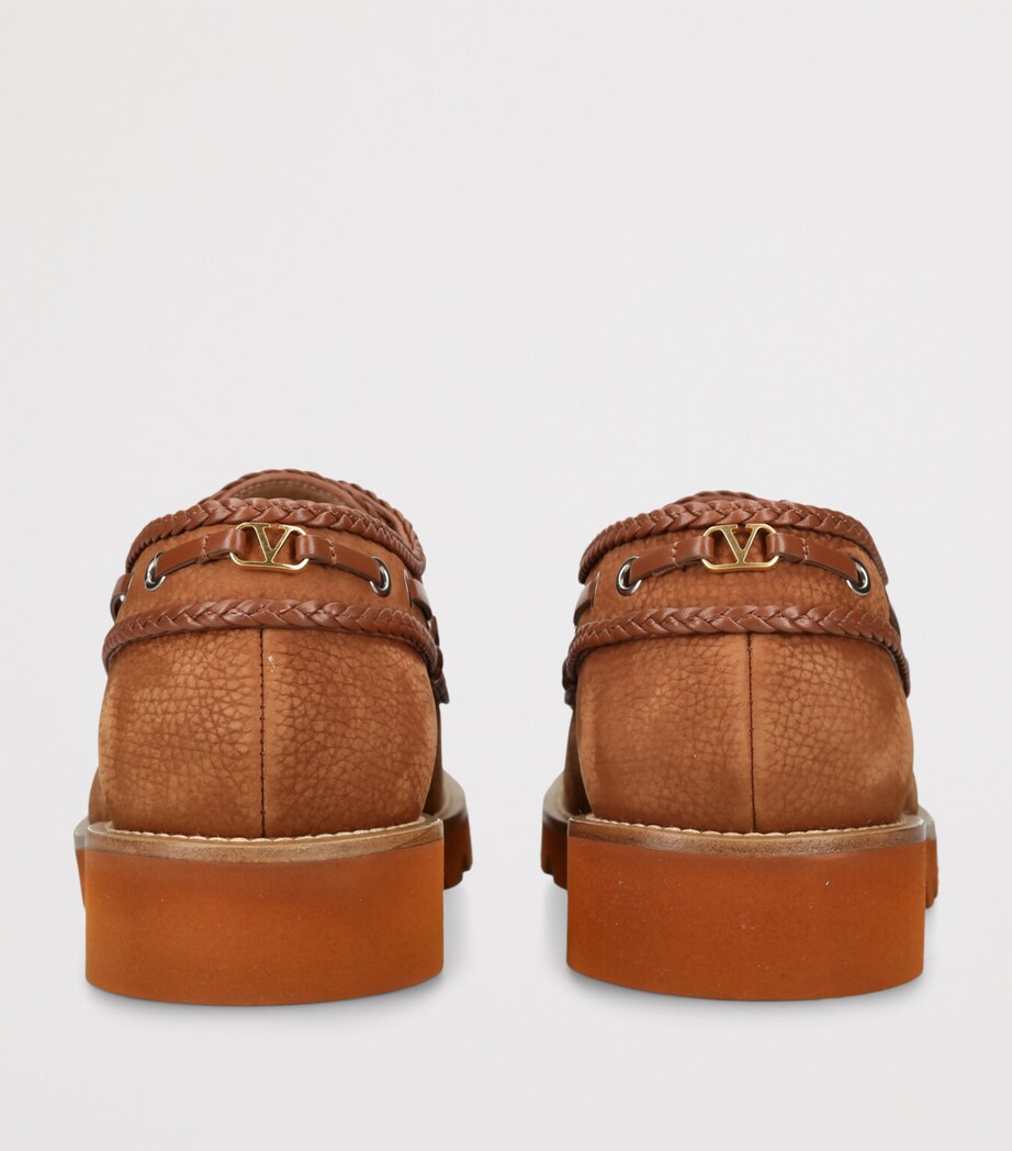 Valentino Garavani Mens Suede Palm Avenue Boat Shoes Tan Image 2