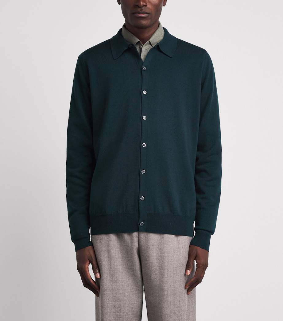 John Smedley Mens Extra Fine Merino Wool Tibor Shirt Richardson Green Image 4